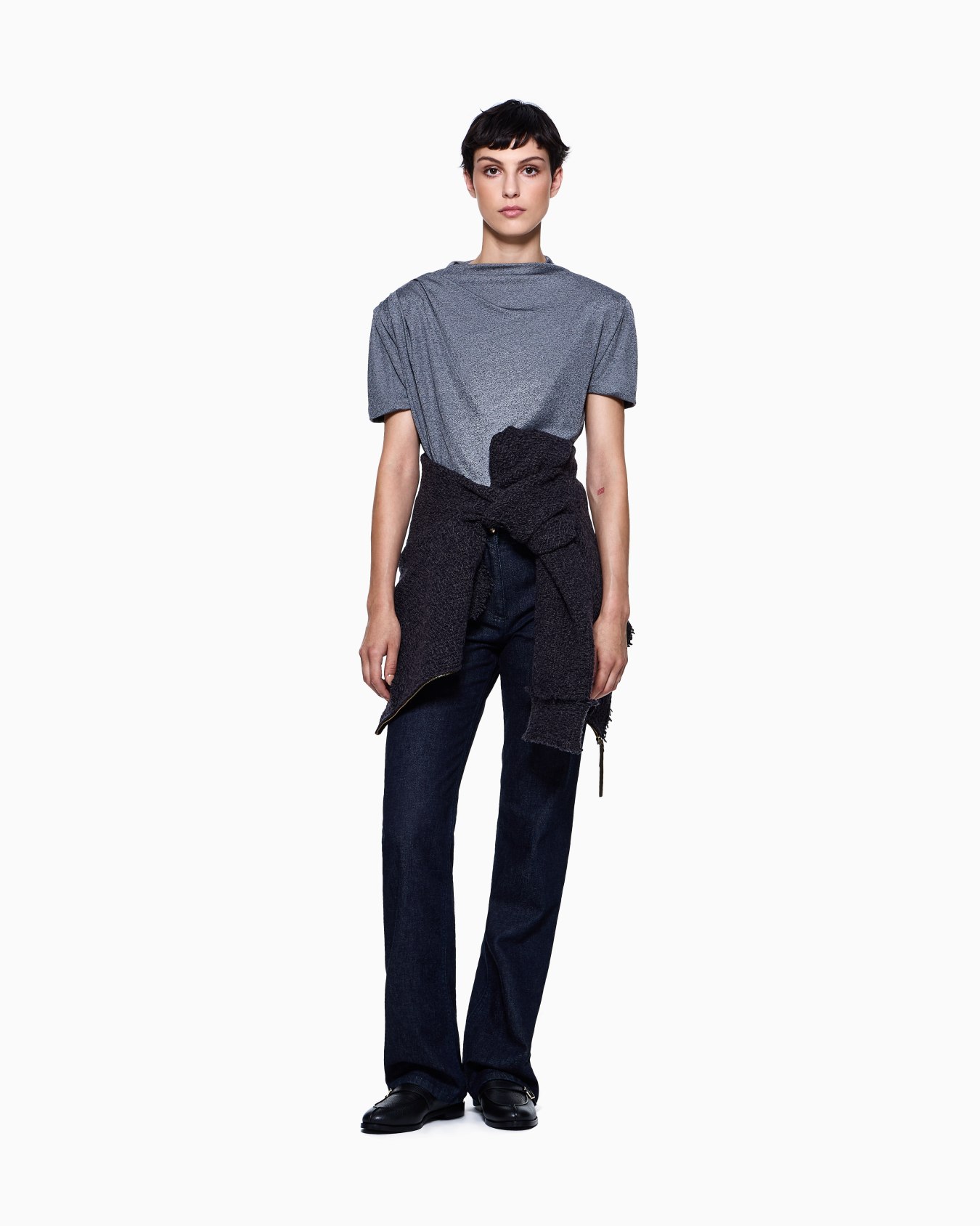 Denim Collection five-pocket flared trousers in stretch denim Slide 1
