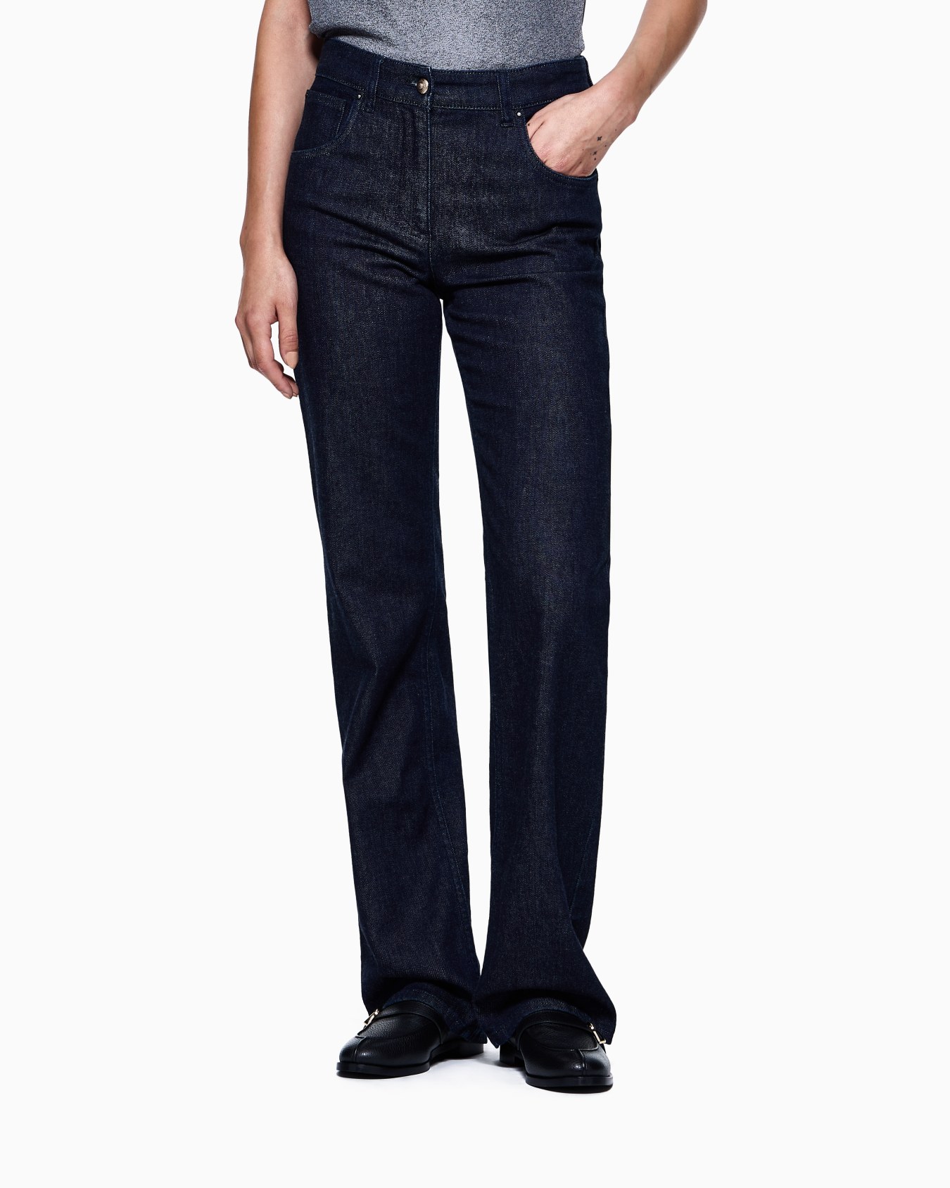 Denim Collection five-pocket flared trousers in stretch denim Slide 3