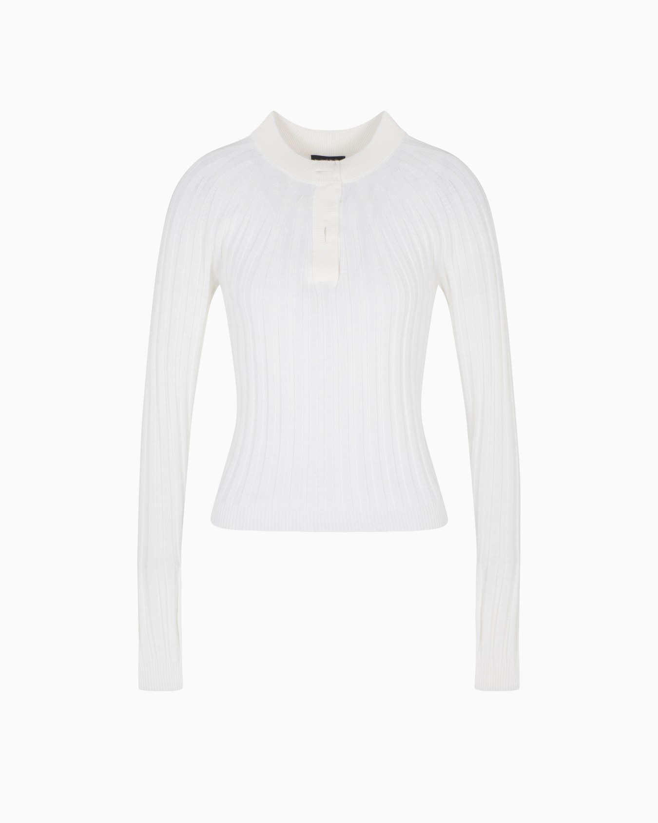 Maglia girocollo in cashmere e seta a coste Slide 0