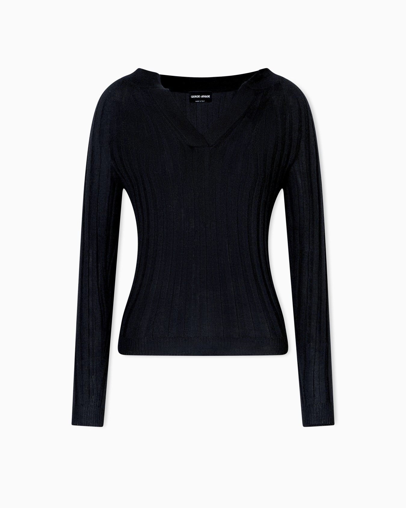Crew-neck rib-knit jumper in cashmere and silk Slide 0