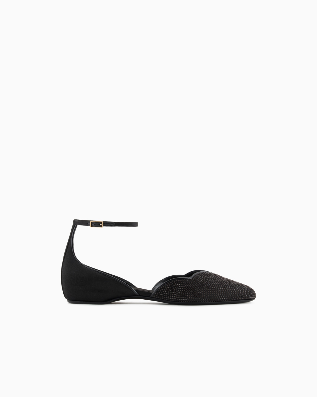 Satin and rhinestone ballerinas with a strap Slide 0