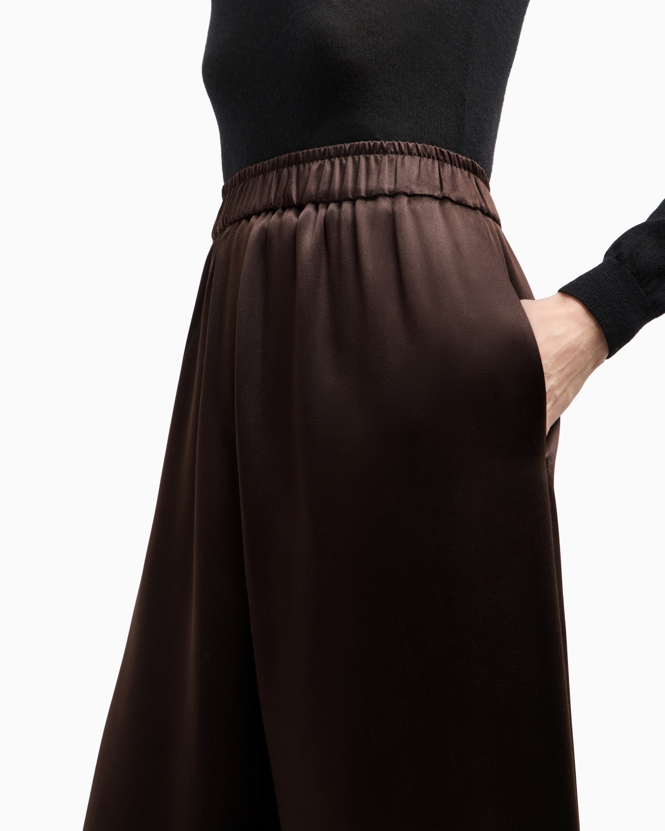 Pantaloni dritti in raso di seta tussah Slide 5
