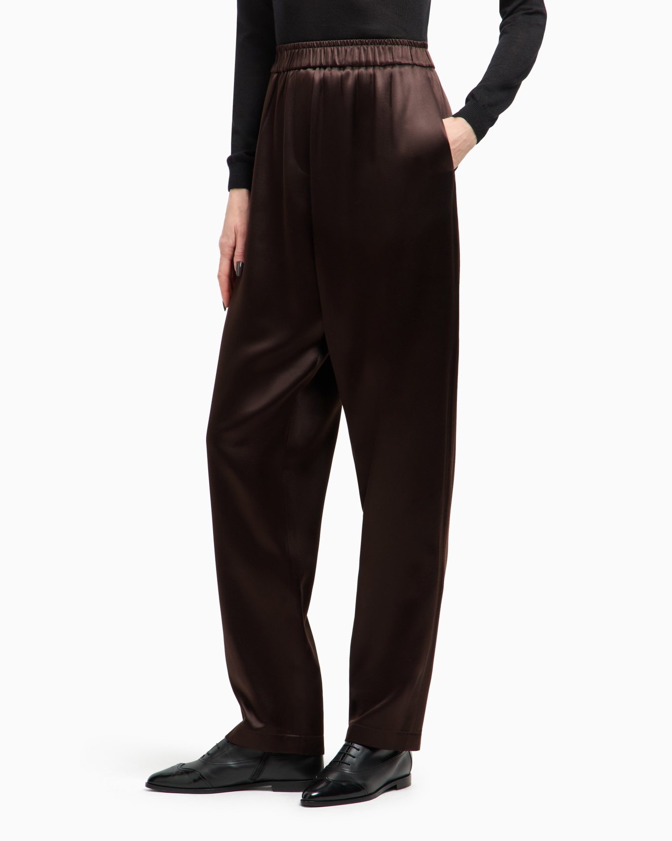 Pantaloni dritti in raso di seta tussah Slide 4