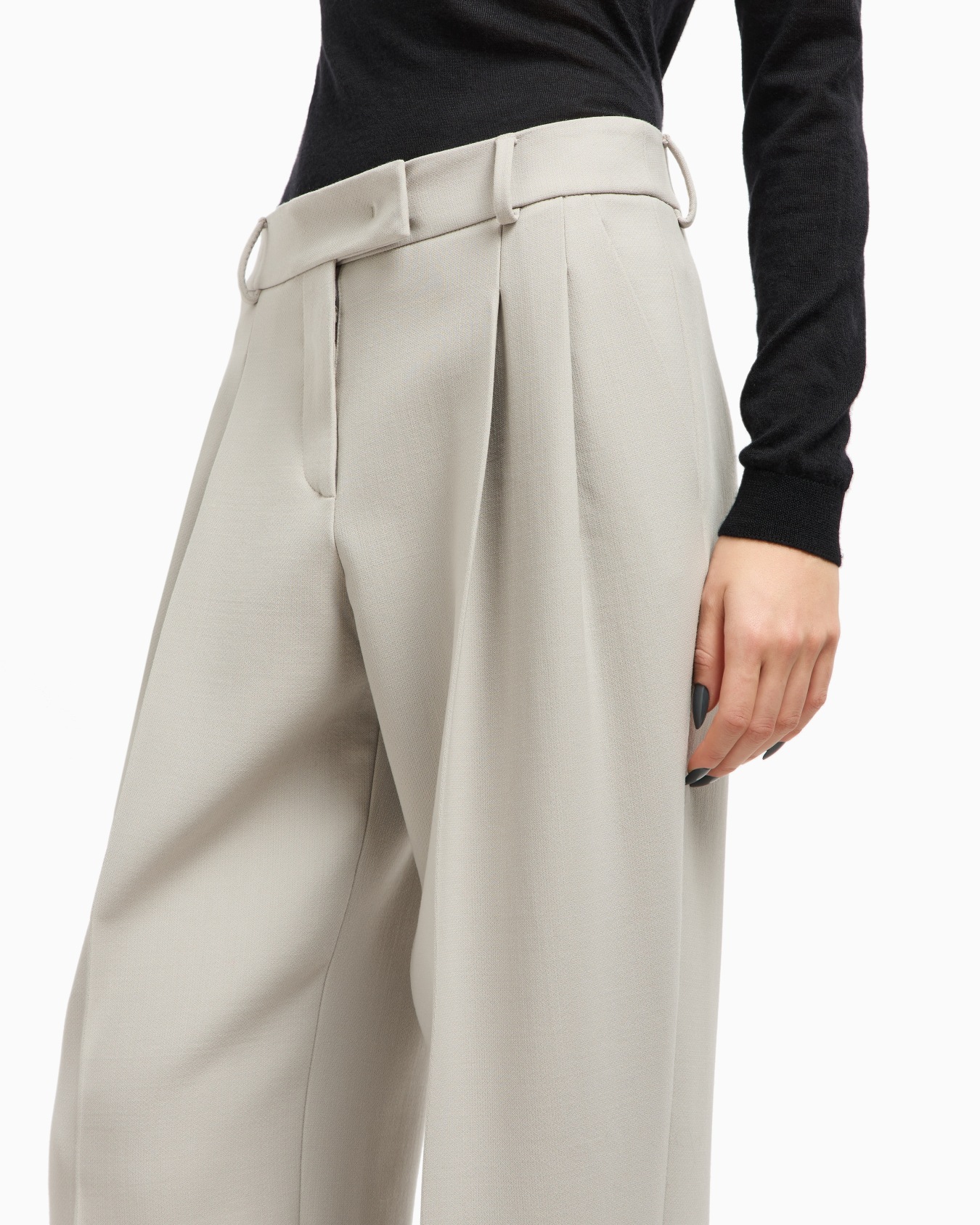 Pantaloni a due pinces in lana double stretch Slide 5
