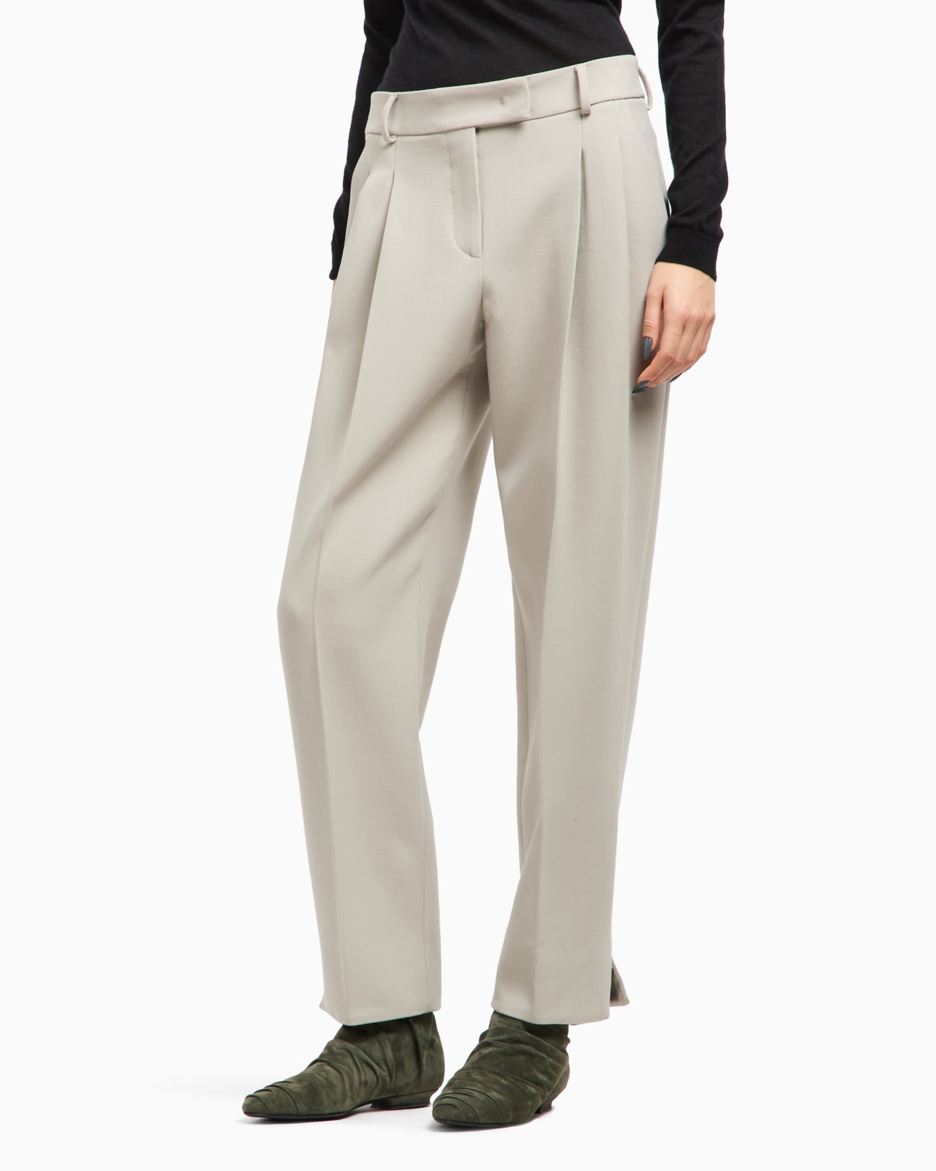 Pantaloni a due pinces in lana double stretch Slide 4