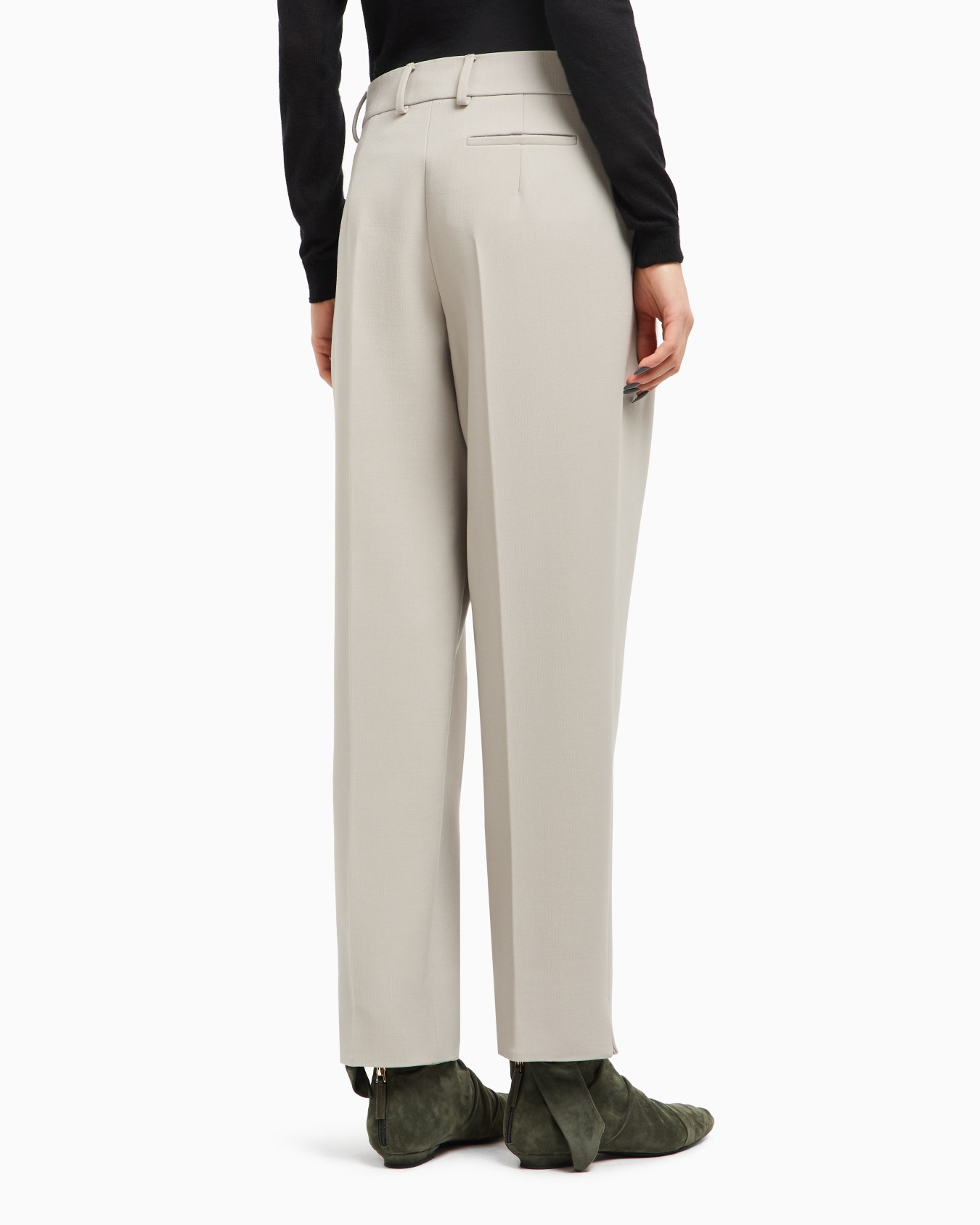 Pantaloni a due pinces in lana double stretch Slide 3