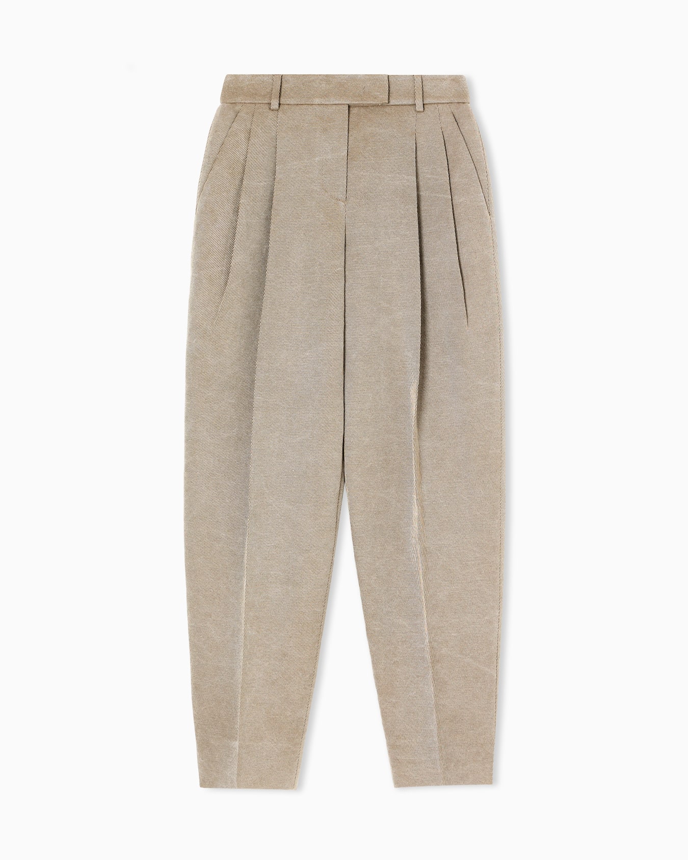 Hemp, viscose and cotton cavalry double-pleat trousers Slide 0