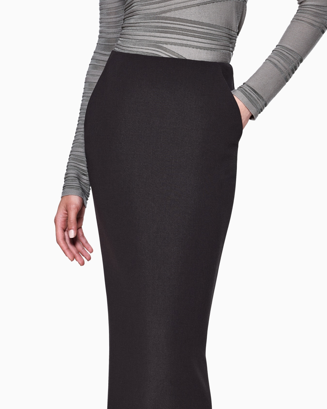 Stretch, wool crêpe midi skirt Slide 4