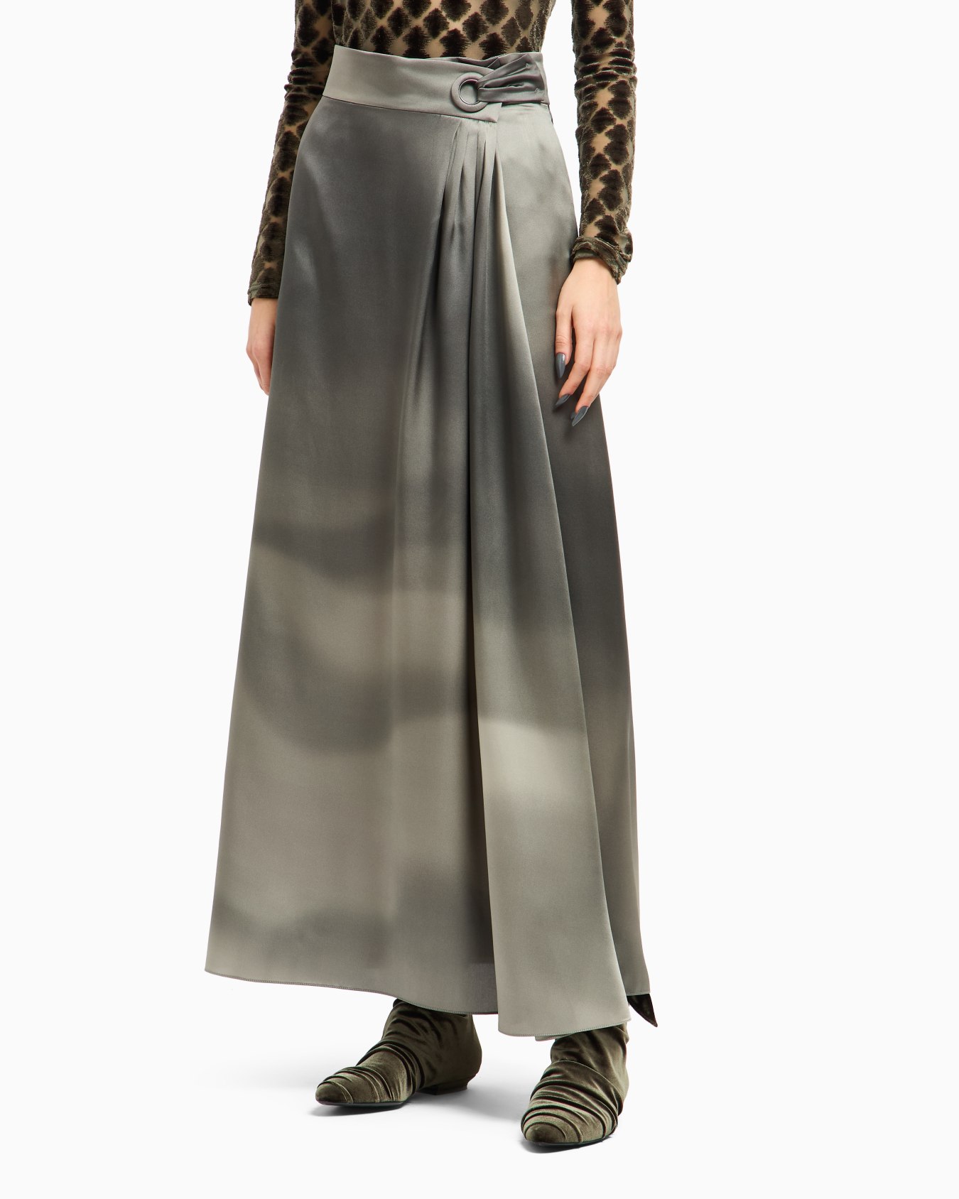 Jupe longue en satin de soie Diapositive 4