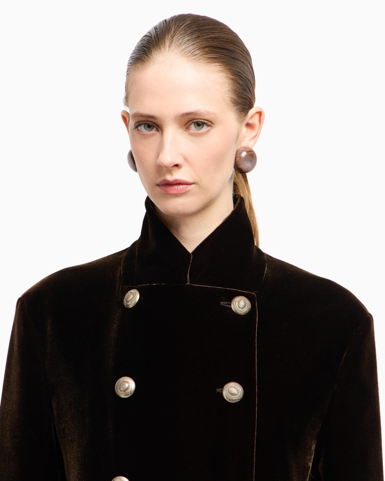 Double-breasted velvet coat Slide 5