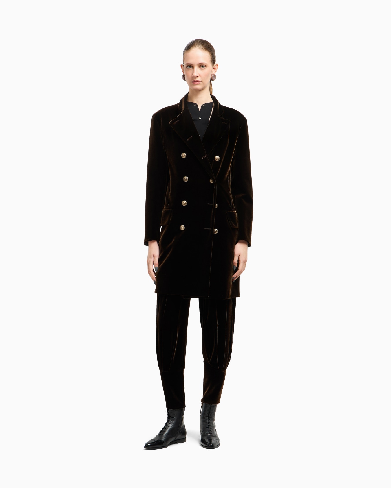 Double-breasted velvet coat Slide 2