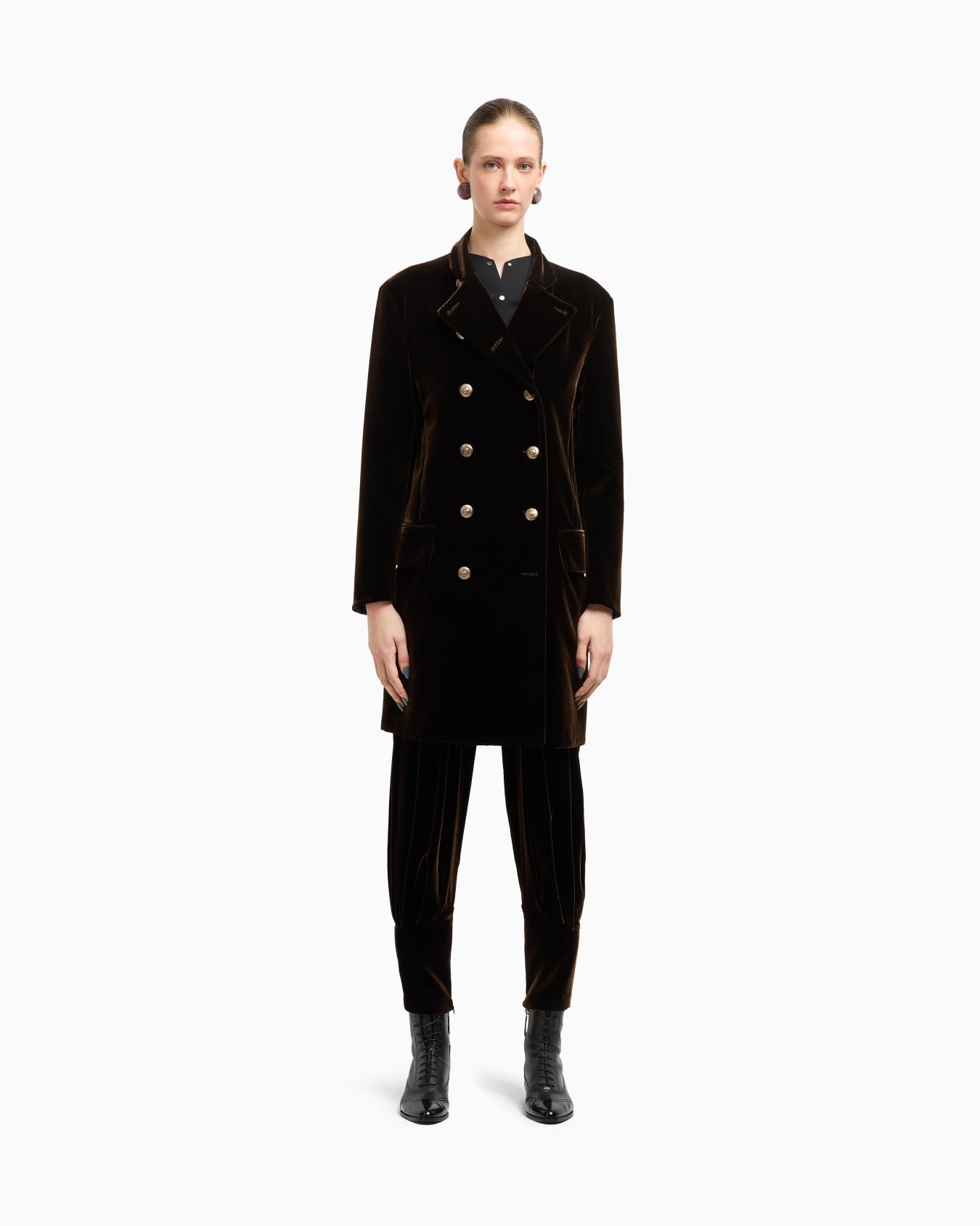 Double-breasted velvet coat Slide 4