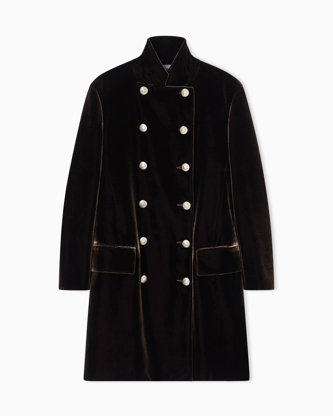 Double-breasted velvet coat Slide 0