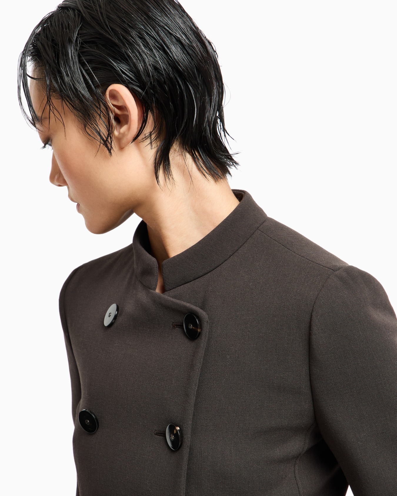 Double-breasted jacket in stretch virgin wool Slide 5