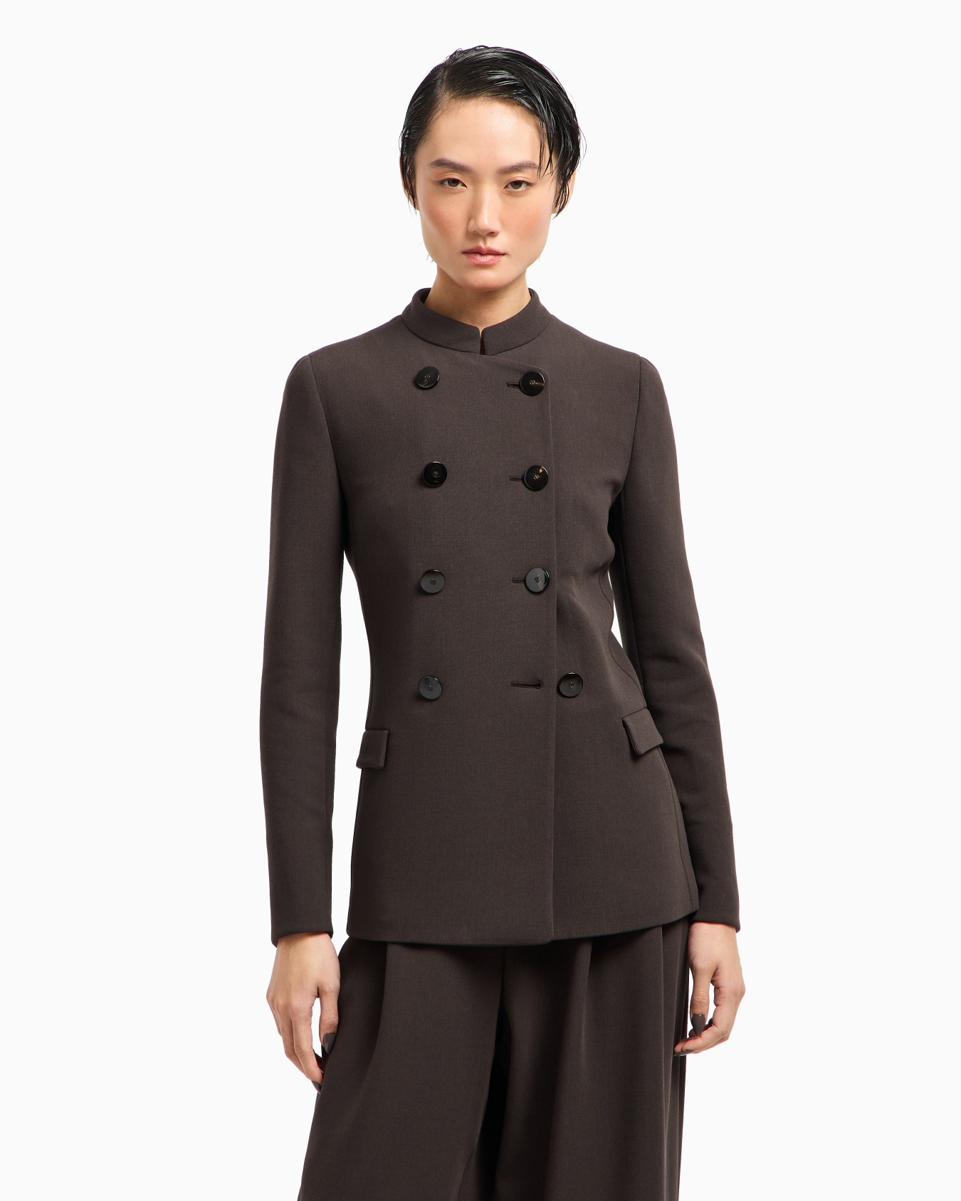 Double-breasted jacket in stretch virgin wool Slide 4