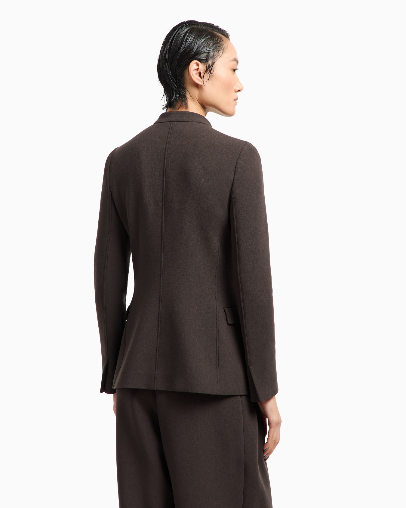 Double-breasted jacket in stretch virgin wool Slide 3