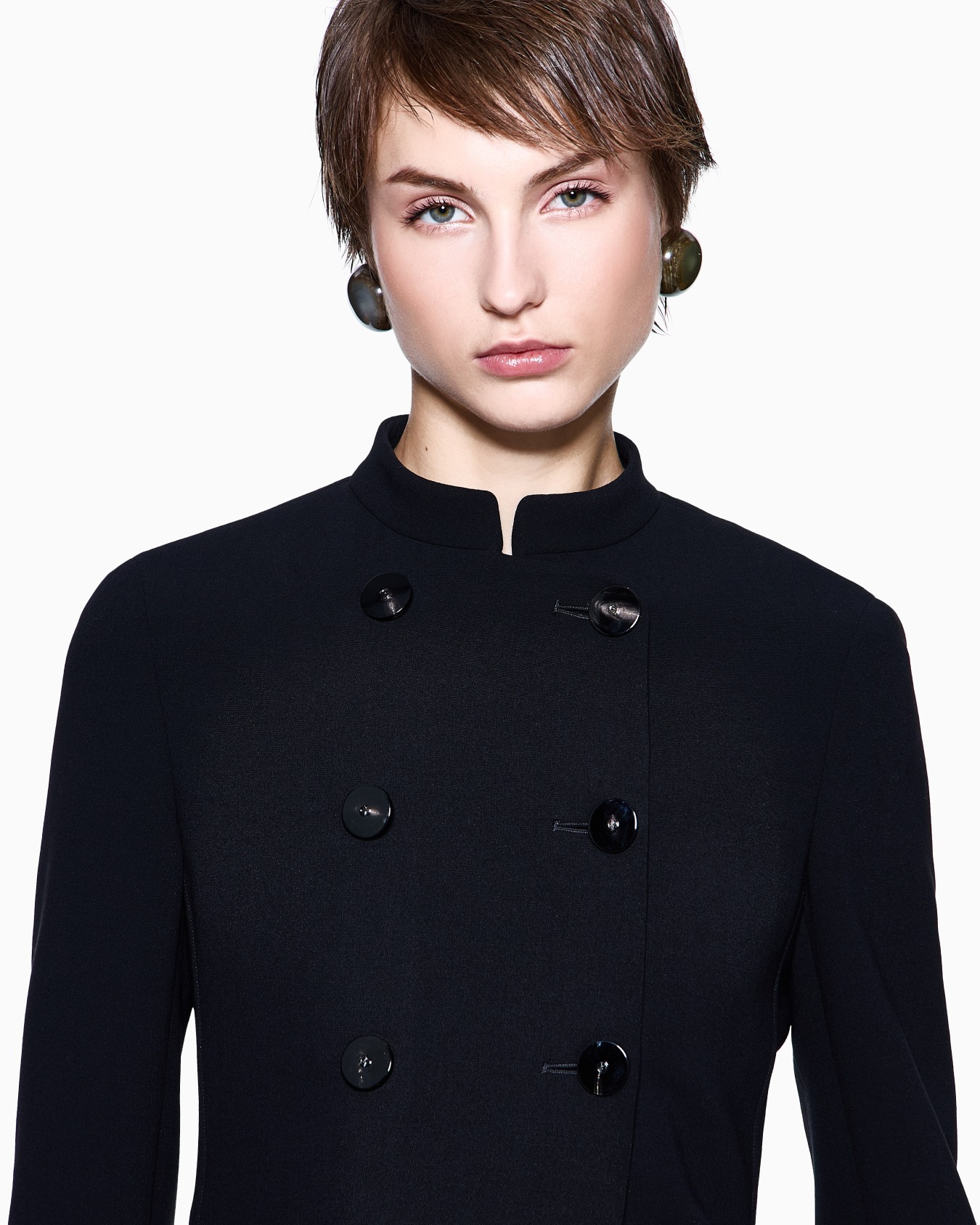 Chaqueta de abotonadura doble de lana virgen elástica Diapositiva 4