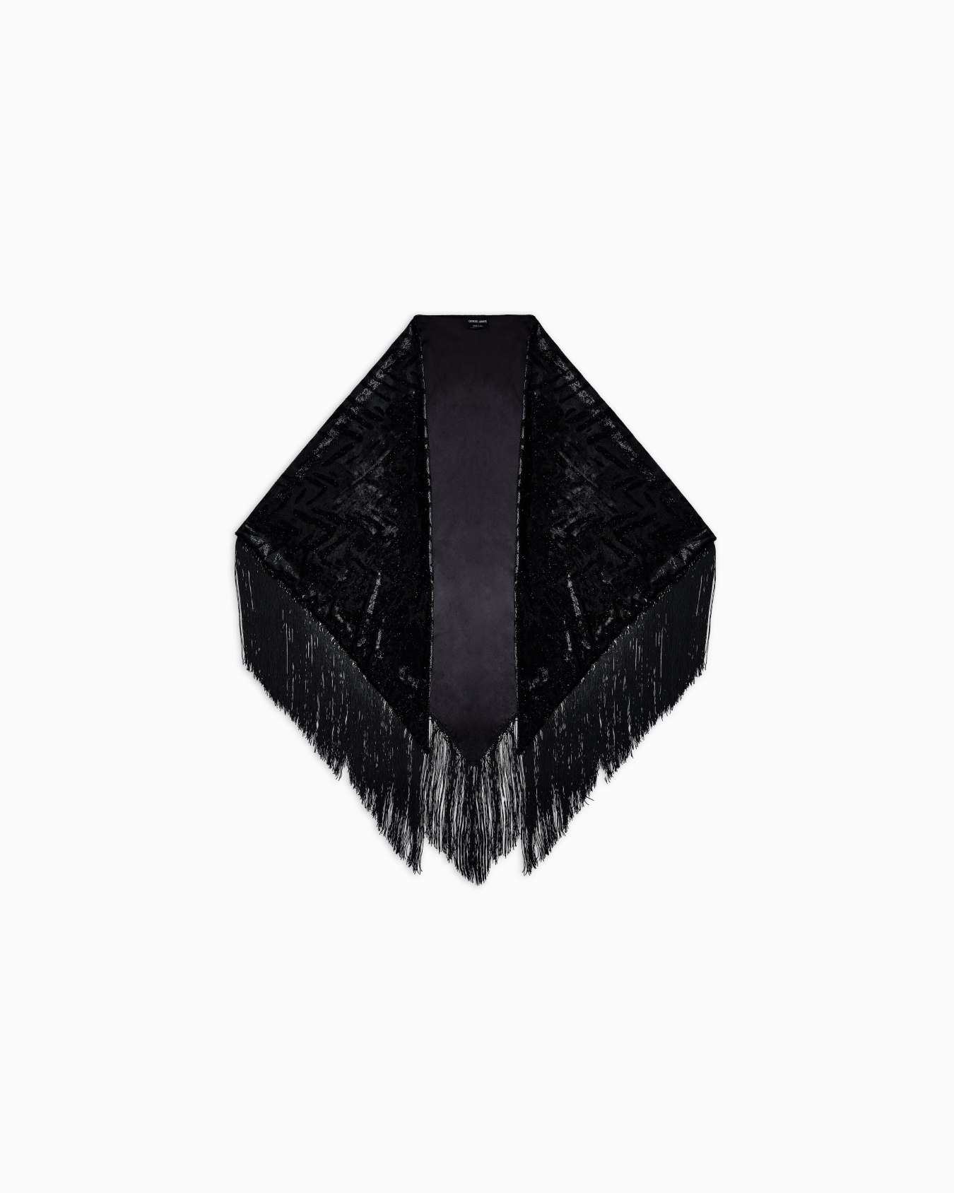 Laser-cut velvet shawl with fringes Slide 0