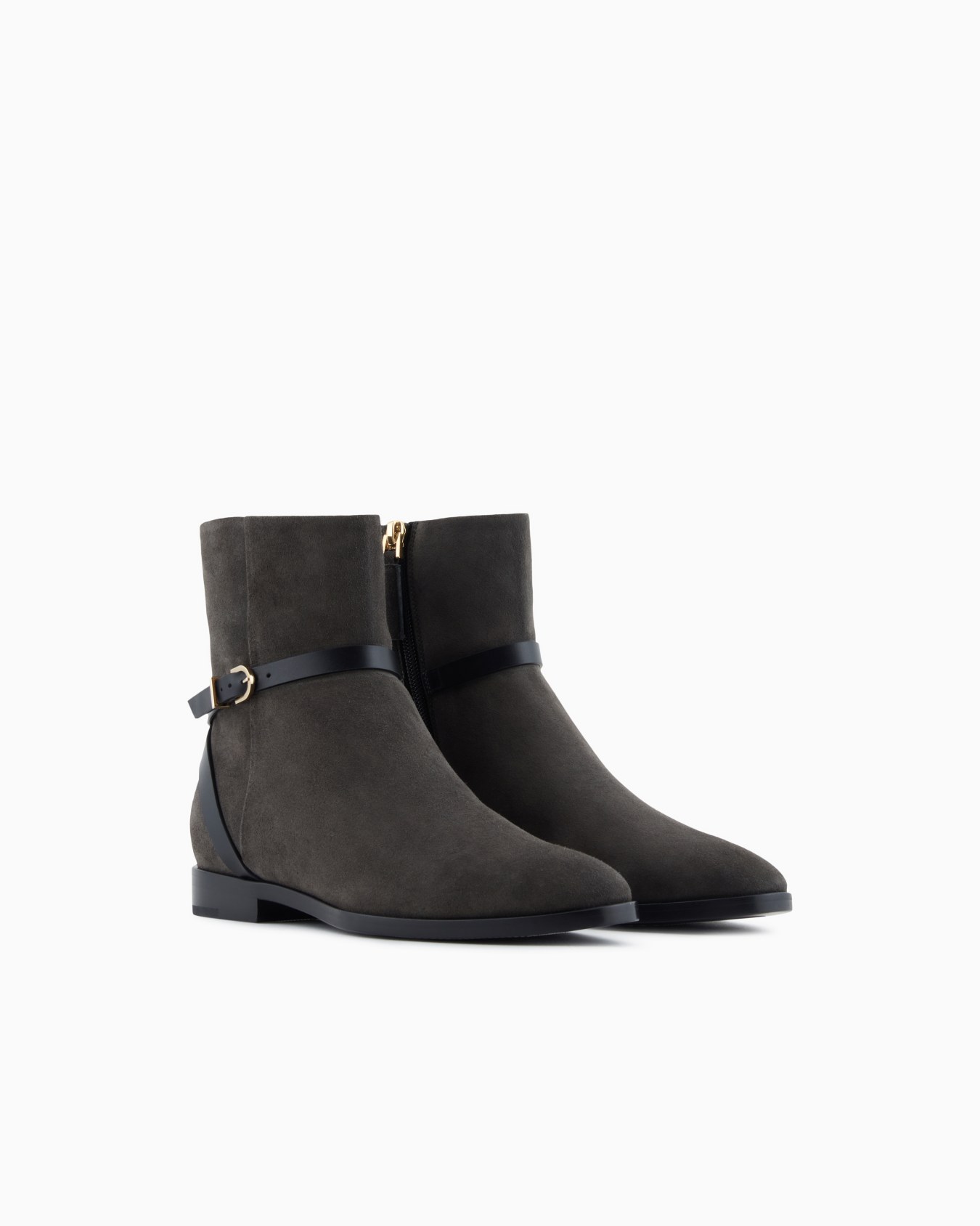 Suede and calfskin ankle boots Slide 1