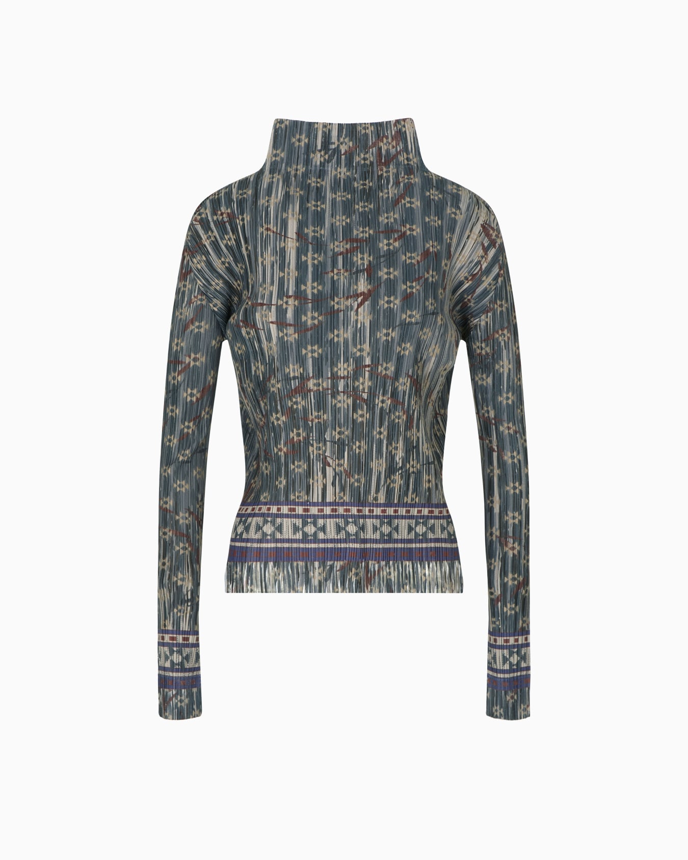 Pleated light jersey jumper with print Slide 0