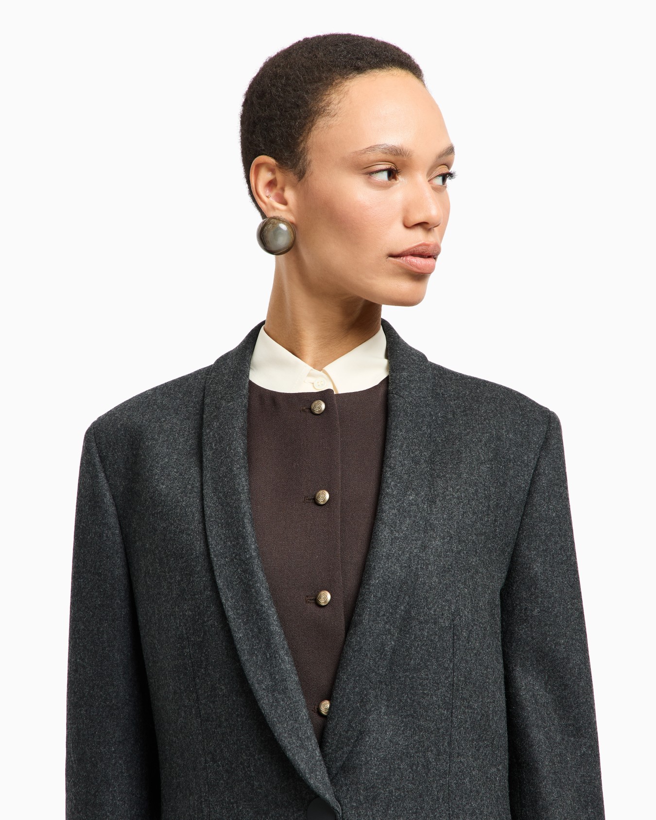 Single-breasted jacket in wool and cashmere flannel Slide 5