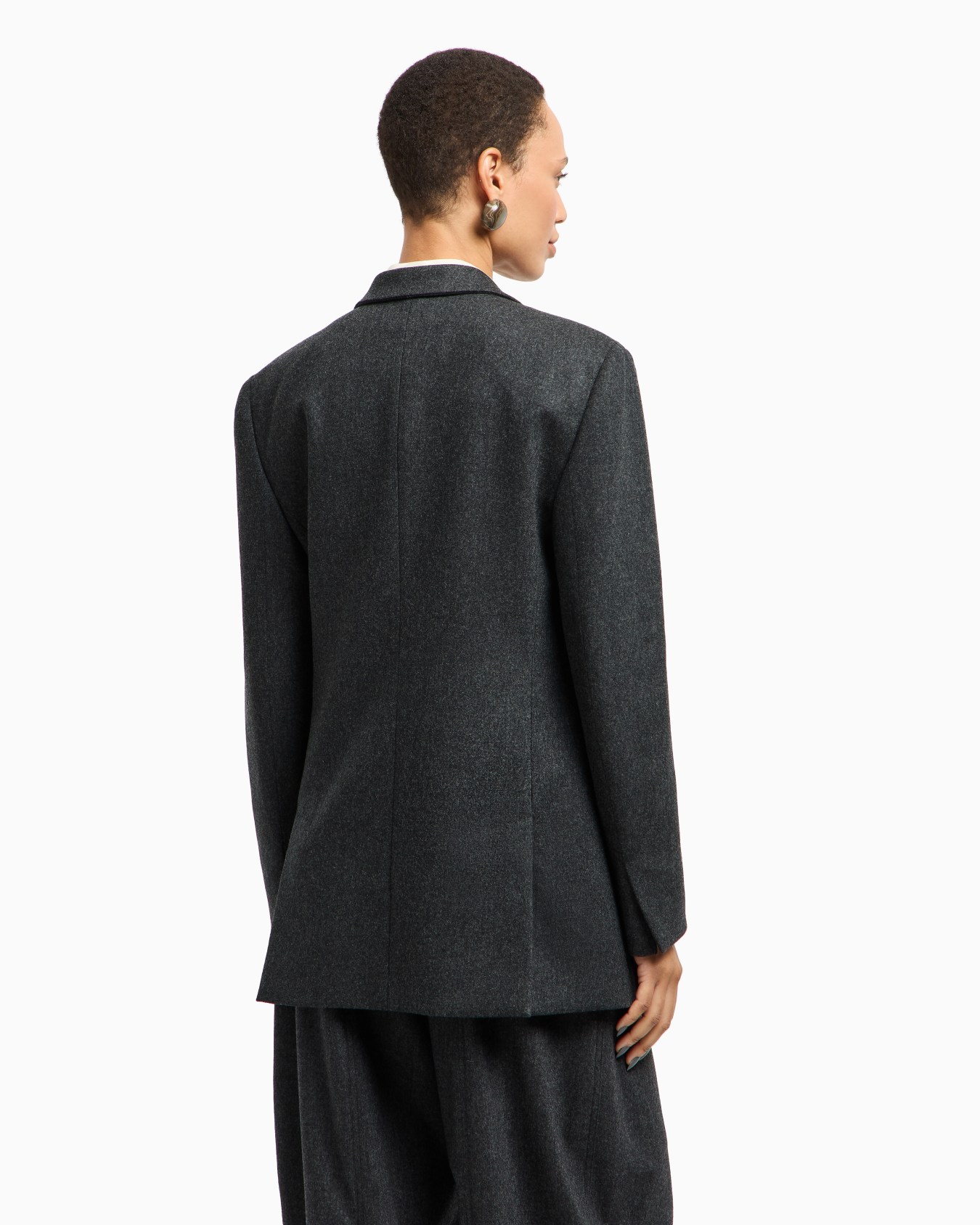Single-breasted jacket in wool and cashmere flannel Slide 3