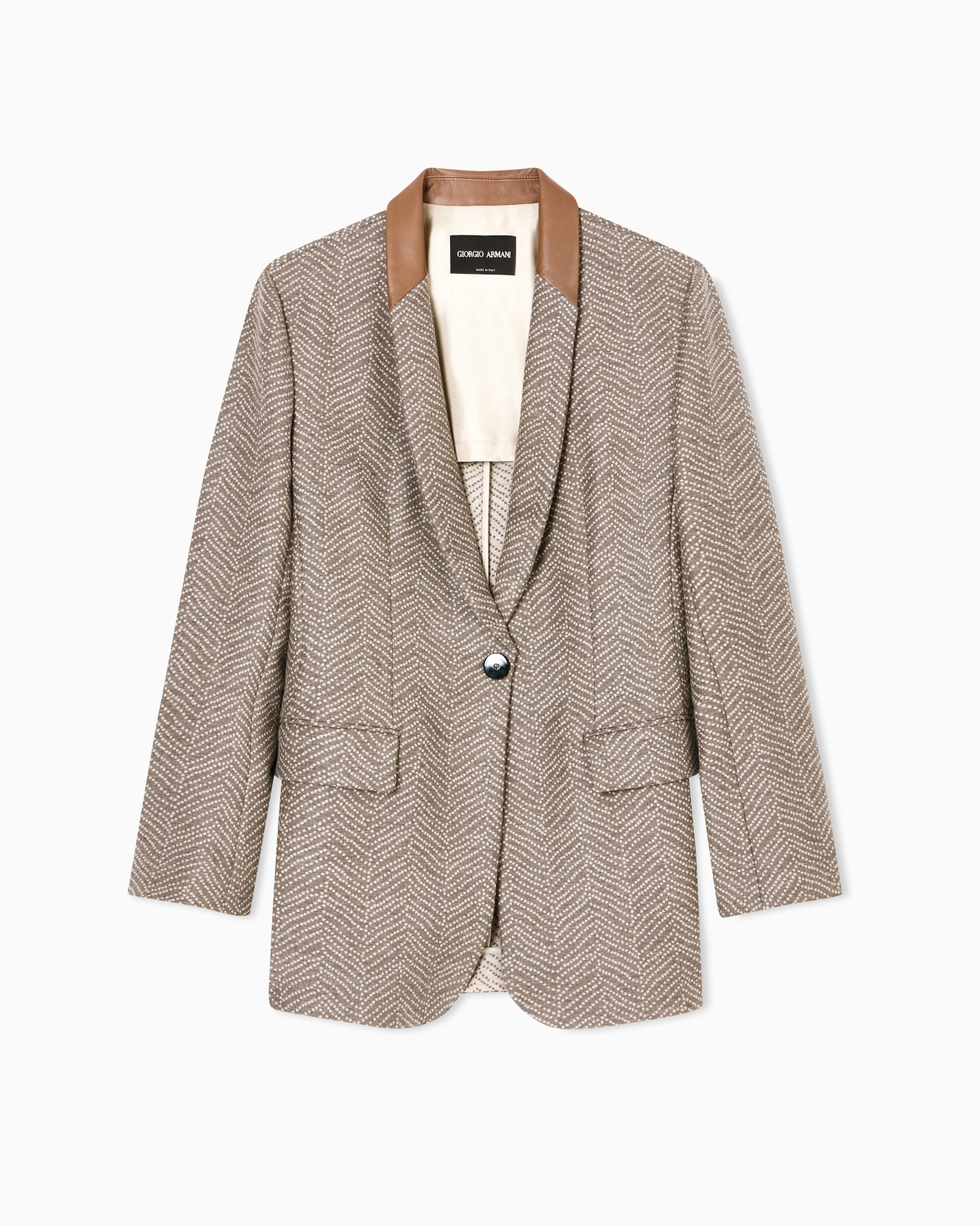 Giacca monopetto in lana vergine e cashmere jacquard chevron ASV Slide 0