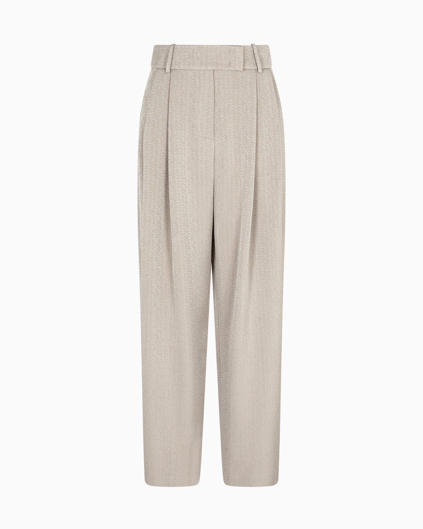 Pantaloni a una pince in viscosa, lana e seta jacquard Slide 0