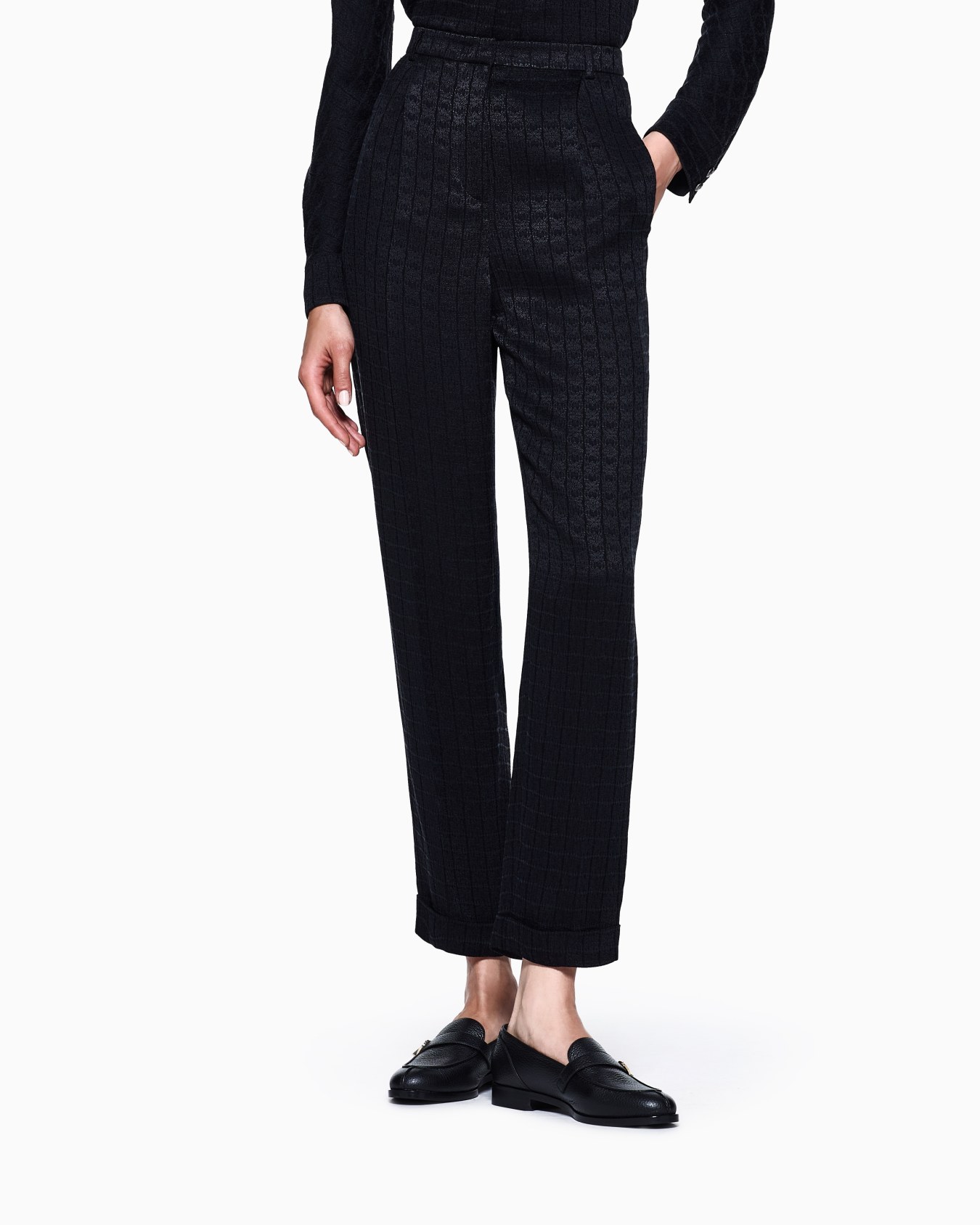 Pantaloni a una pince in cupro jacquard Slide 3