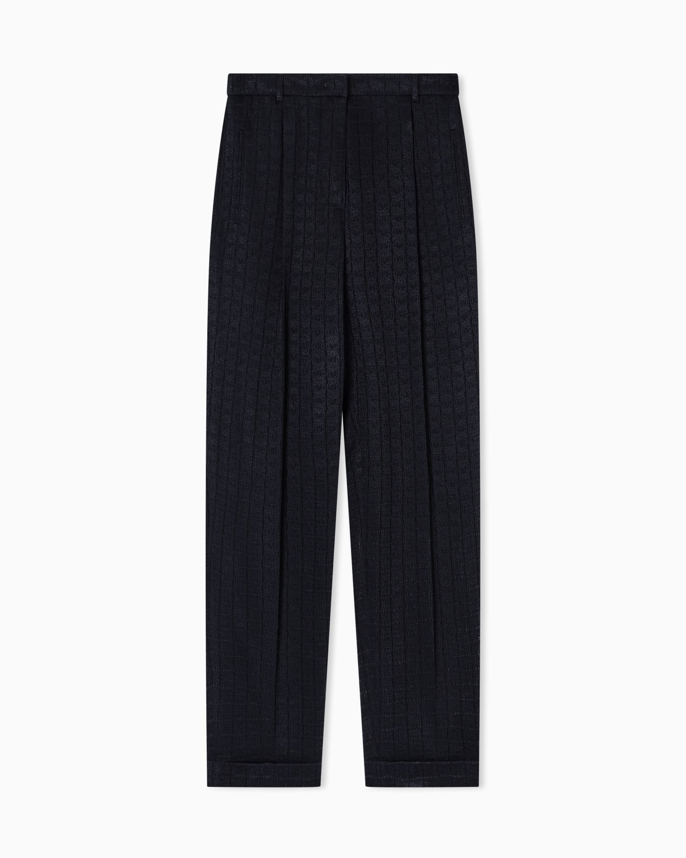 Pantaloni a una pince in cupro jacquard Slide 0