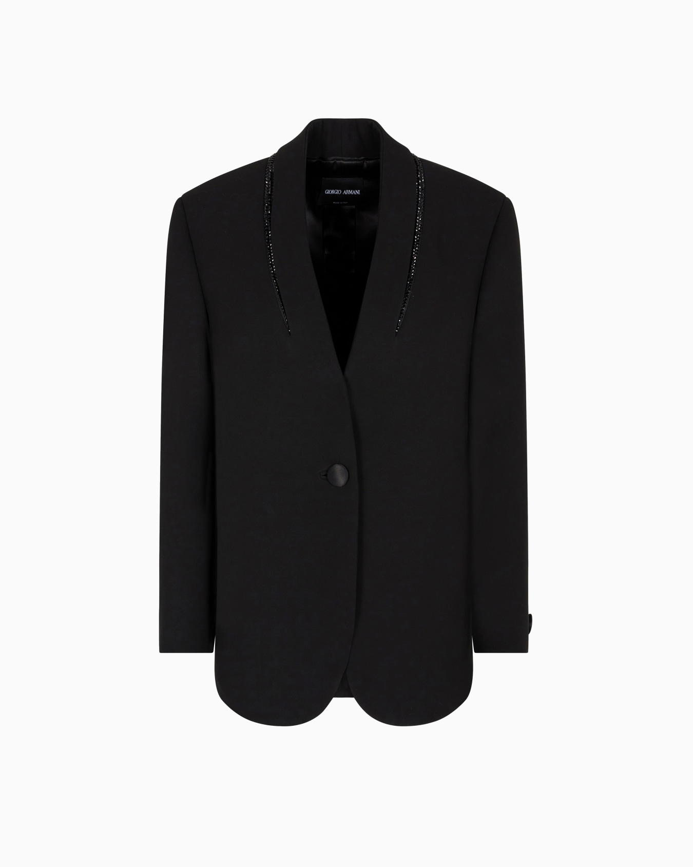 Veste à simple boutonnage en soie avec broderie en strass Diapositive 0