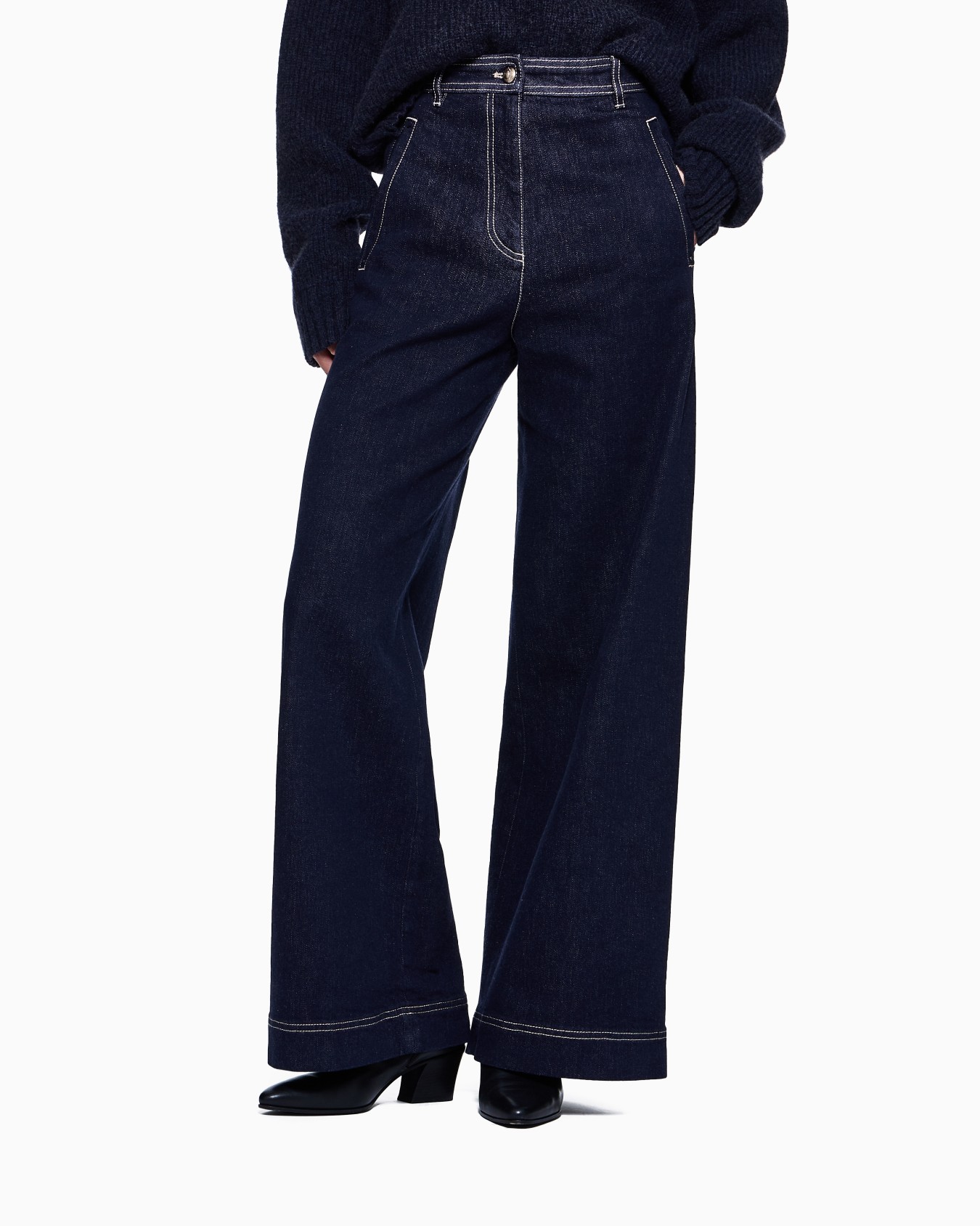 Pantalones anchos de cinco bolsillos en denim elástico de la colección Denim Diapositiva 3