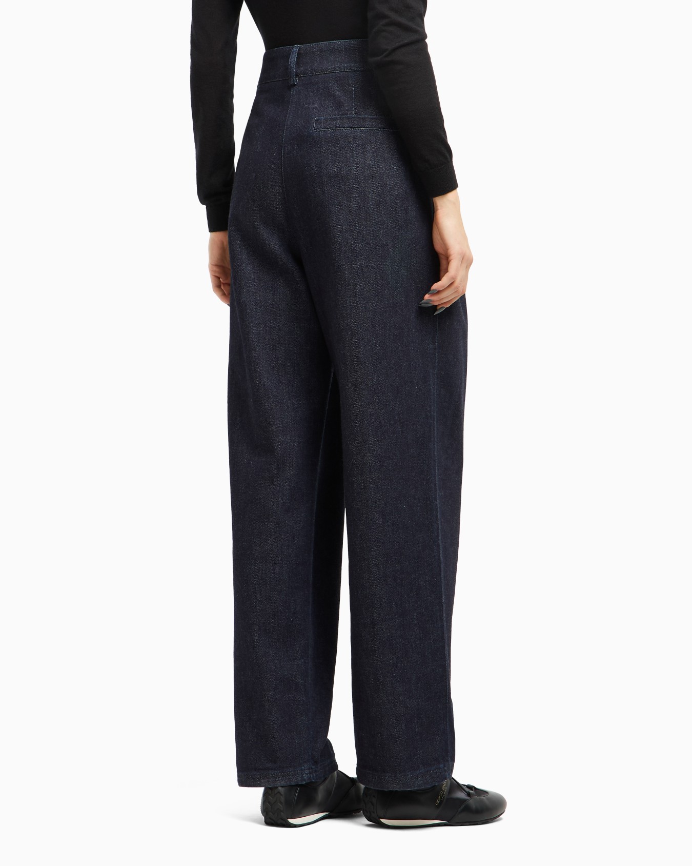 Pantaloni a una pince in denim di cotone e cashmere Denim Collection Slide 3