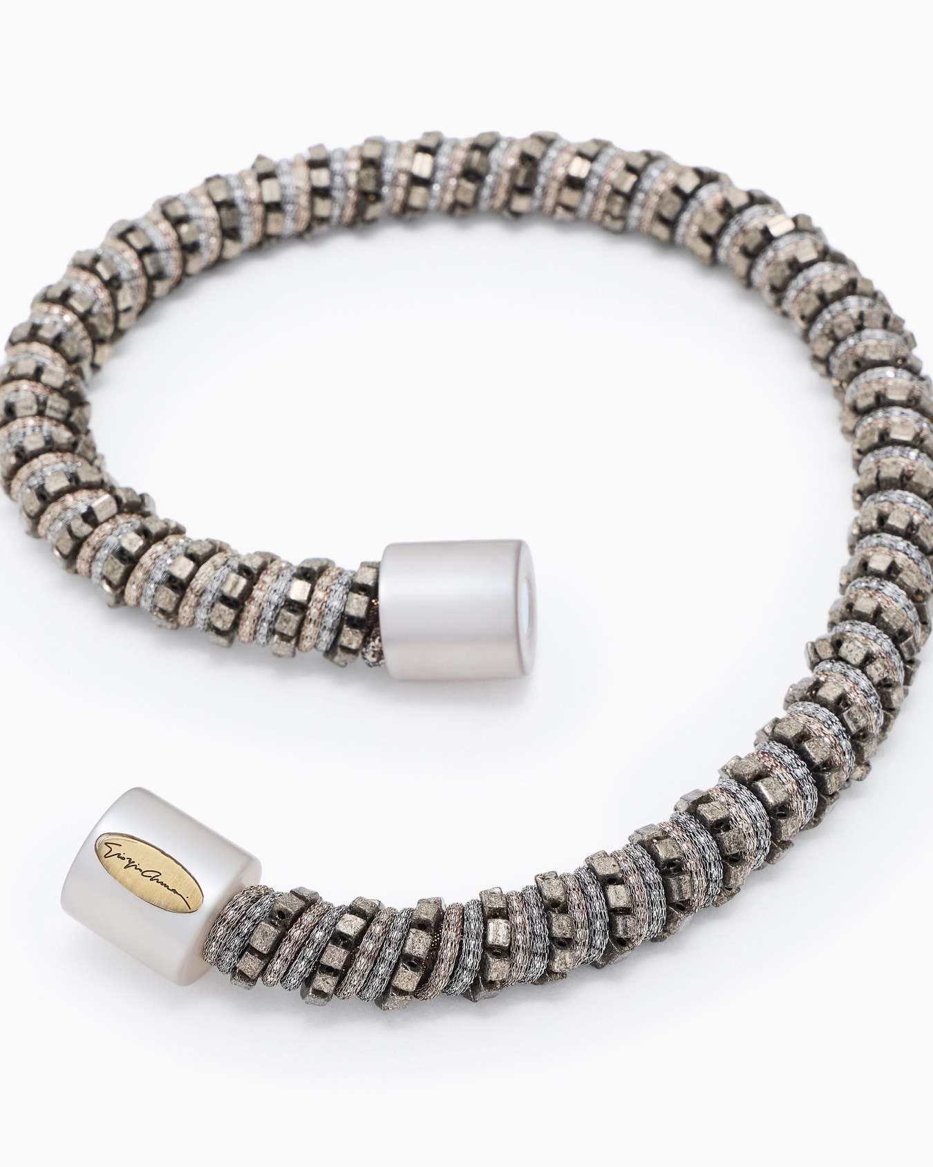 Leather and fabric choker necklace Slide 1