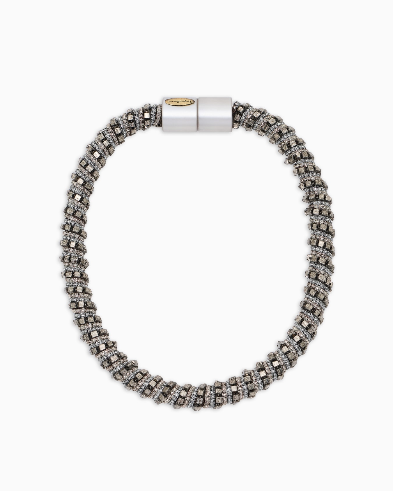 Leather and fabric choker necklace Slide 0