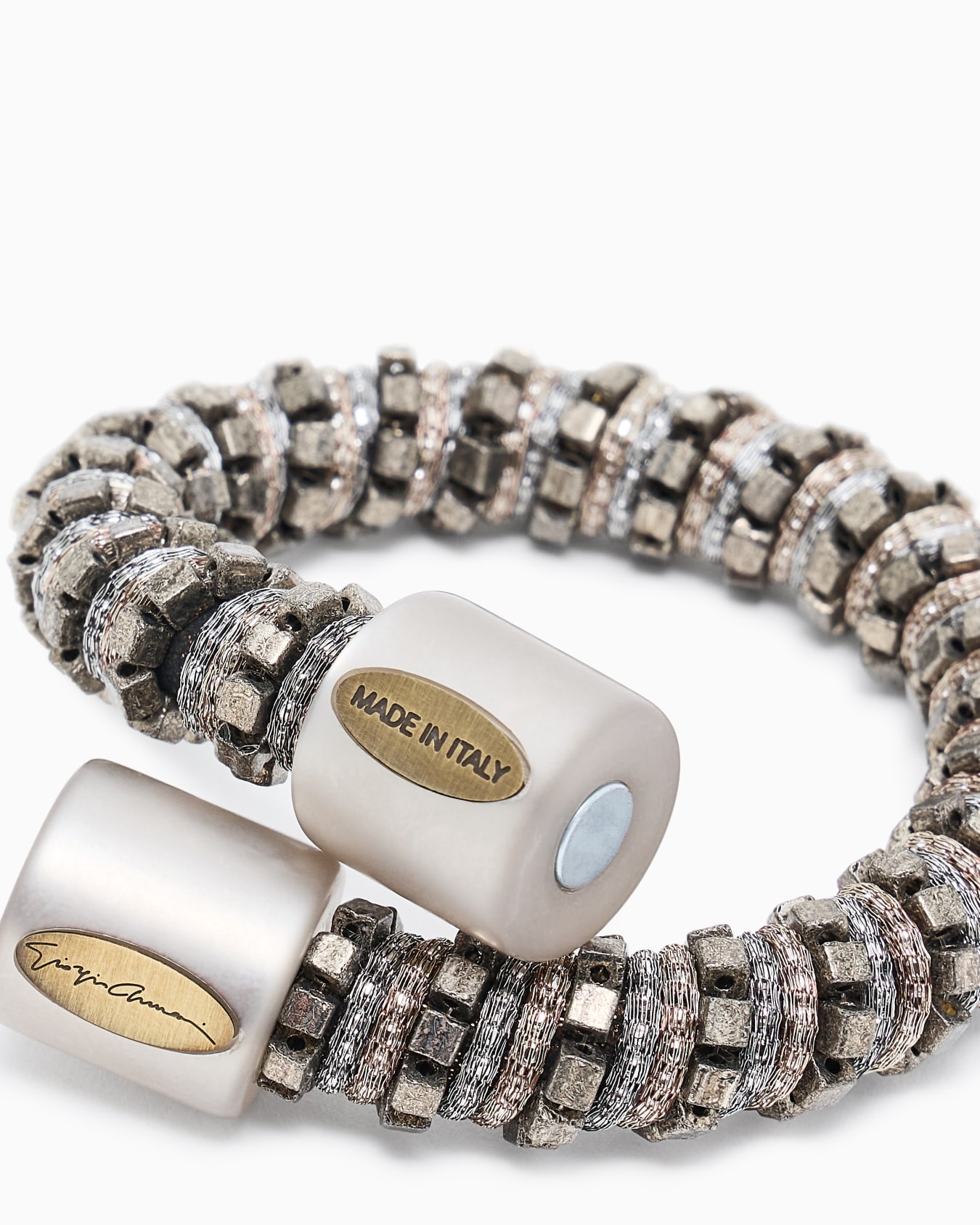 Bracciale in pelle e tessuto Slide 1