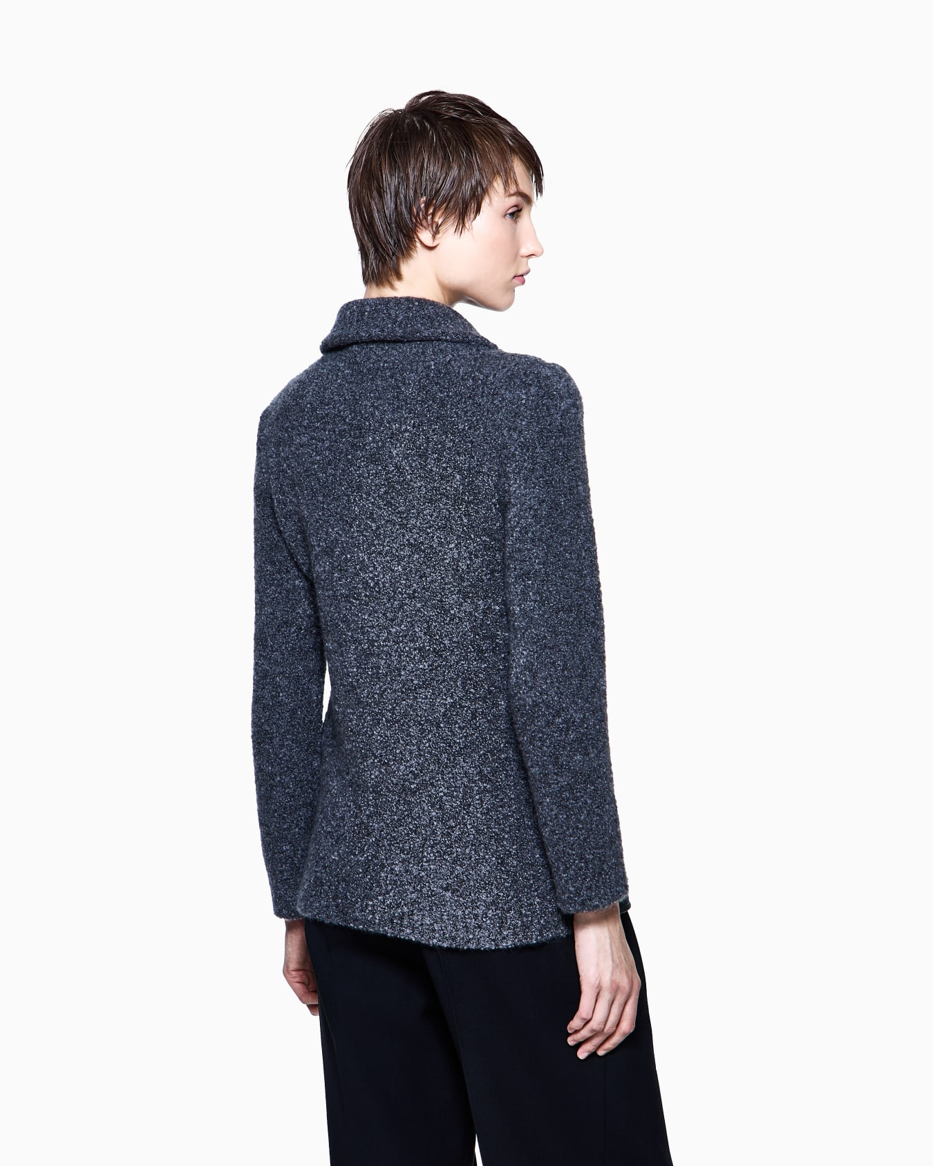 Chaqueta de piel de becerro, cachemir y seda bouclé Diapositiva 2