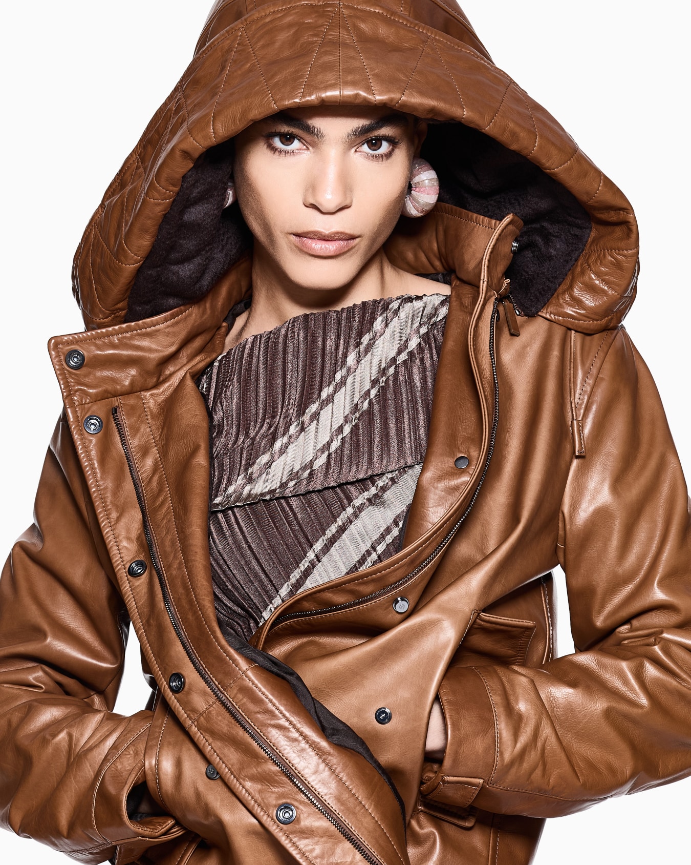 ASV hooded, nappa-leather blouson Slide 5