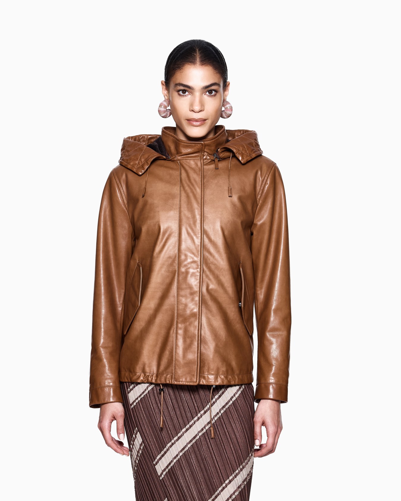 ASV hooded, nappa-leather blouson Slide 3