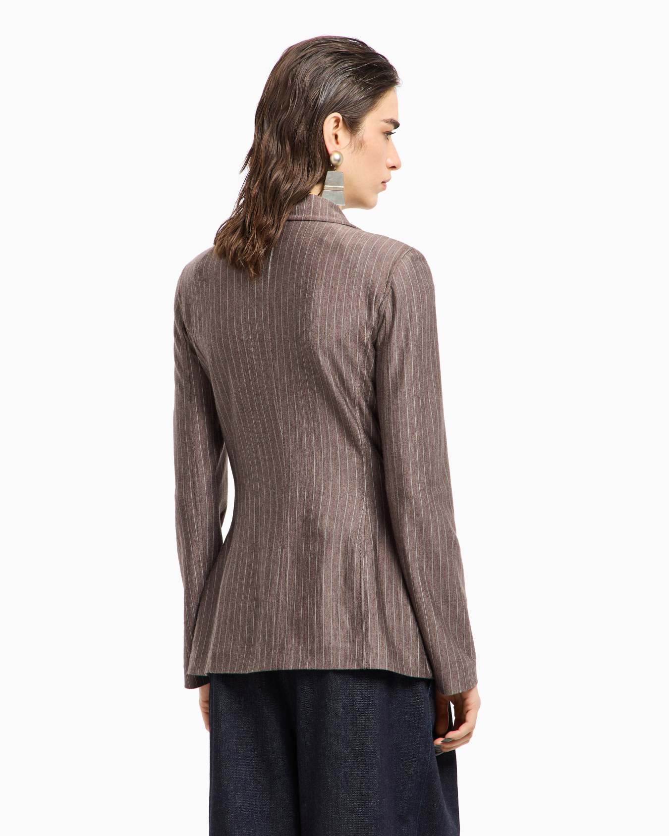 Giacca doppiopetto in jersey di cashmere e seta gessato Slide 3