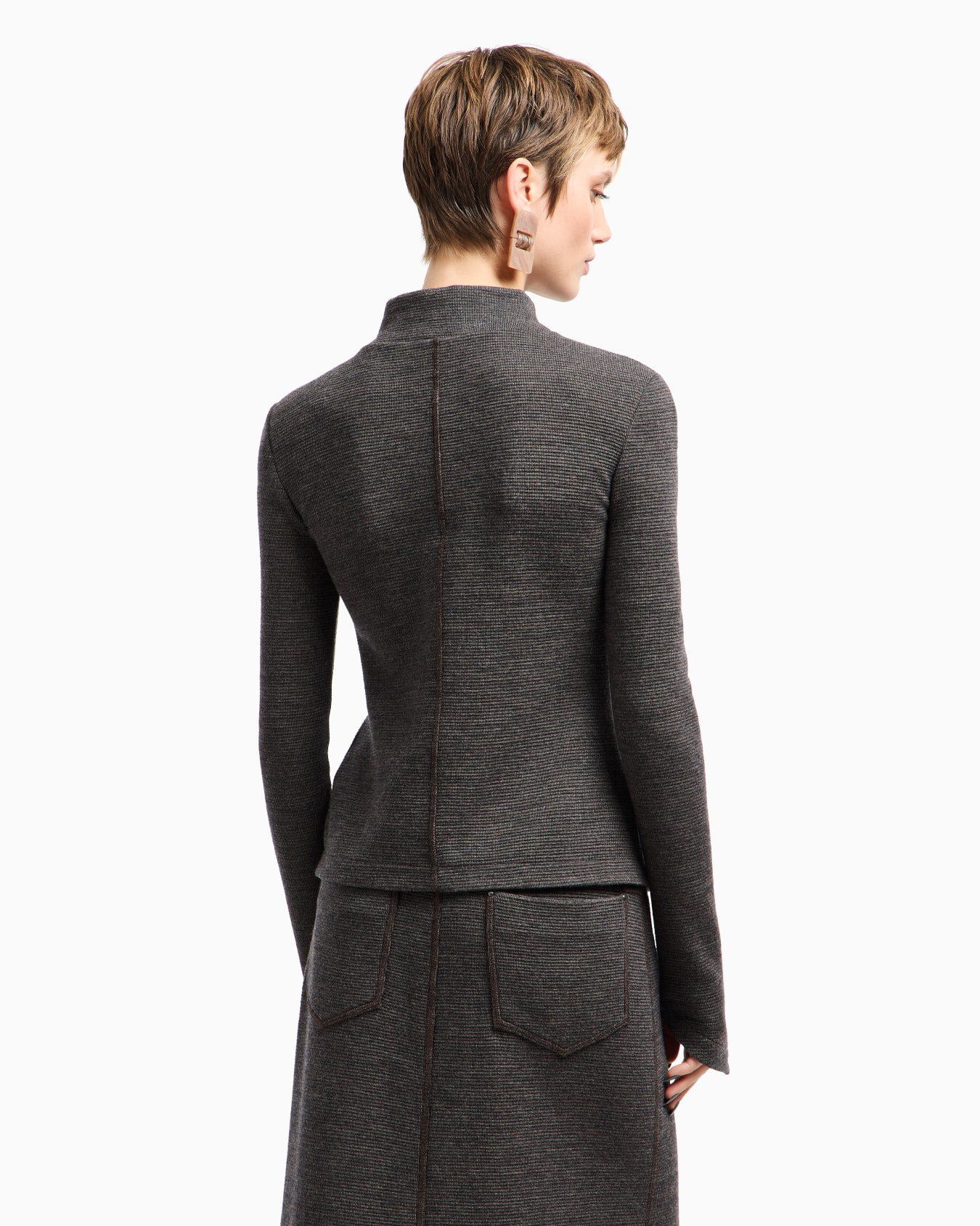 Virgin wool jersey jumper with stand collar Slide 3