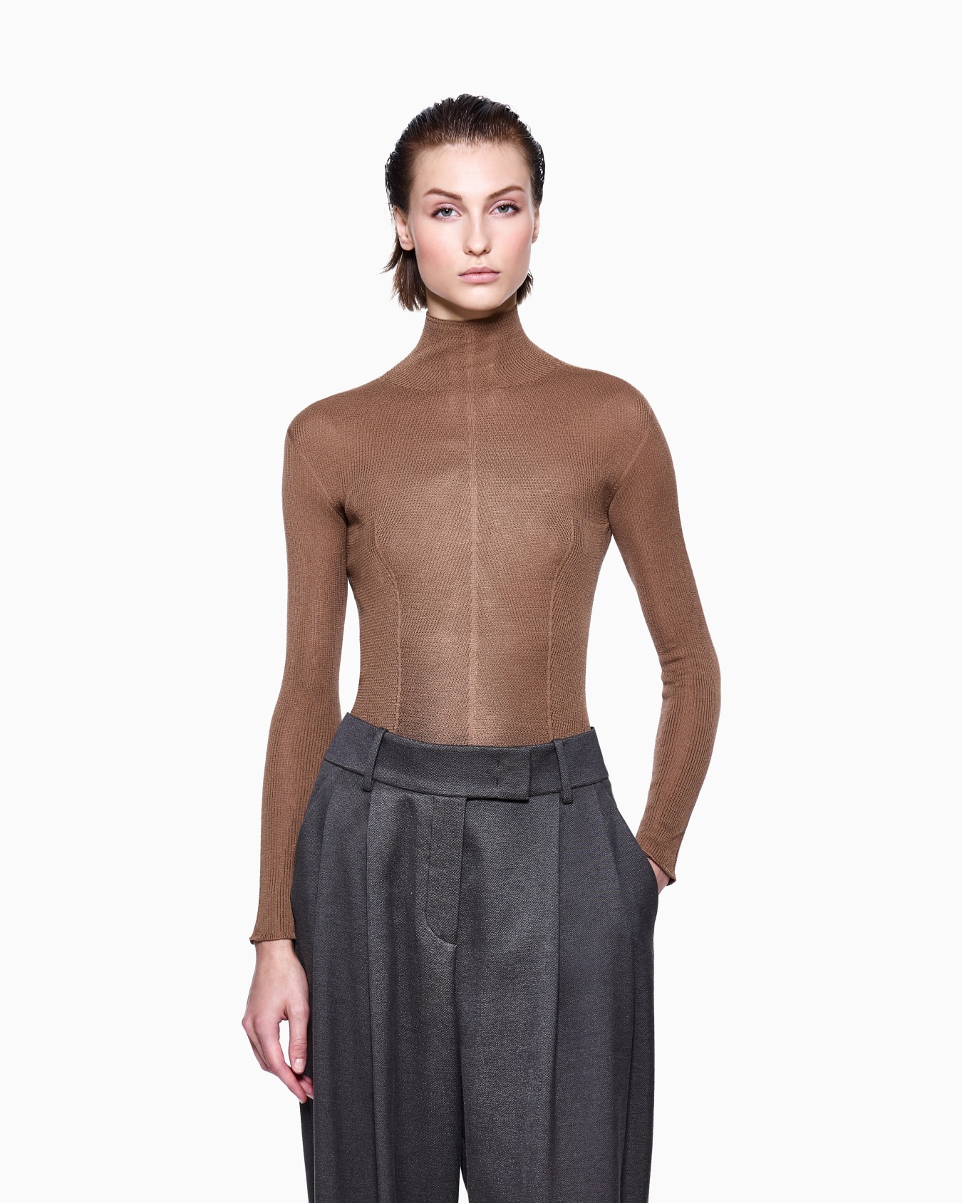 Mock-neck silk jumper  Slide 3