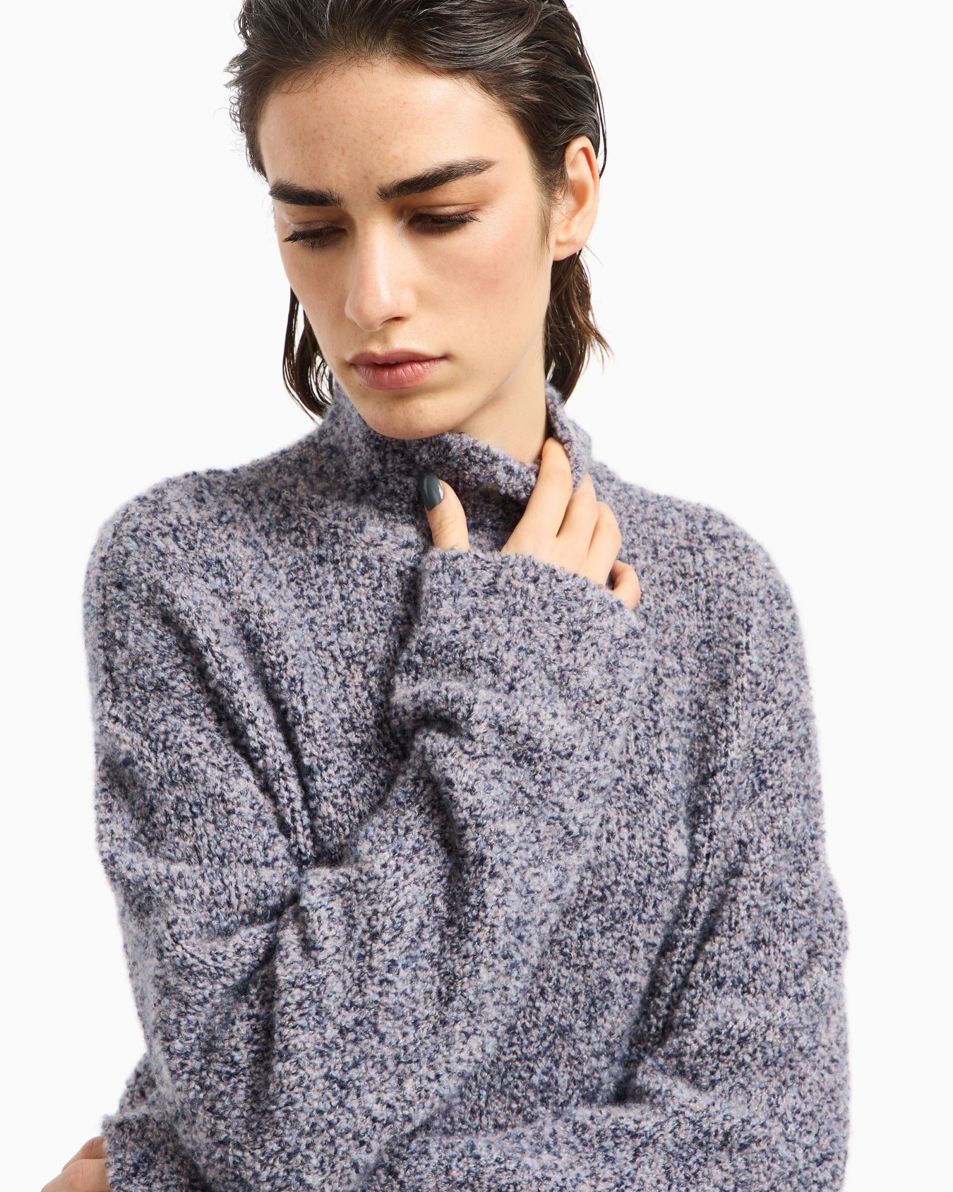 Mock-neck jumper in bouclé cashmere, and silk Slide 5