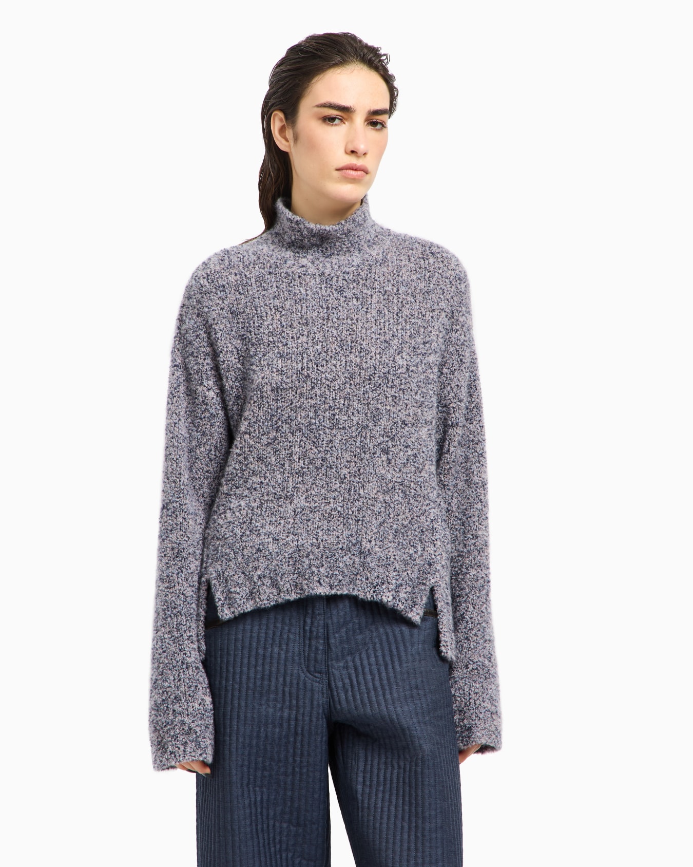 Mock-neck jumper in bouclé cashmere, and silk Slide 4