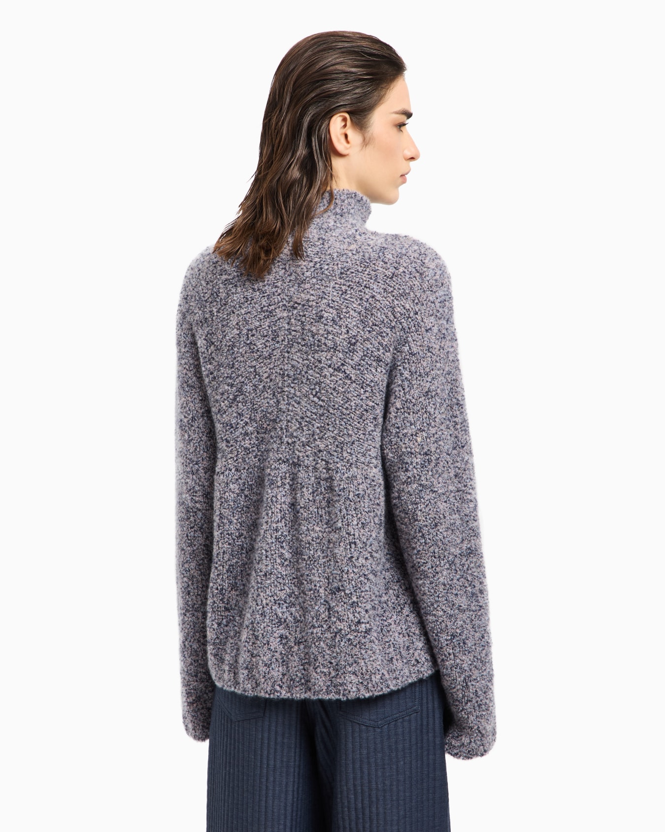 Mock-neck jumper in bouclé cashmere, and silk Slide 3