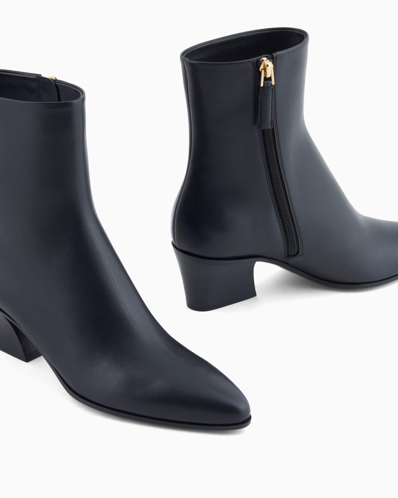 Bottines à talons en cuir lisse Diapositive 3