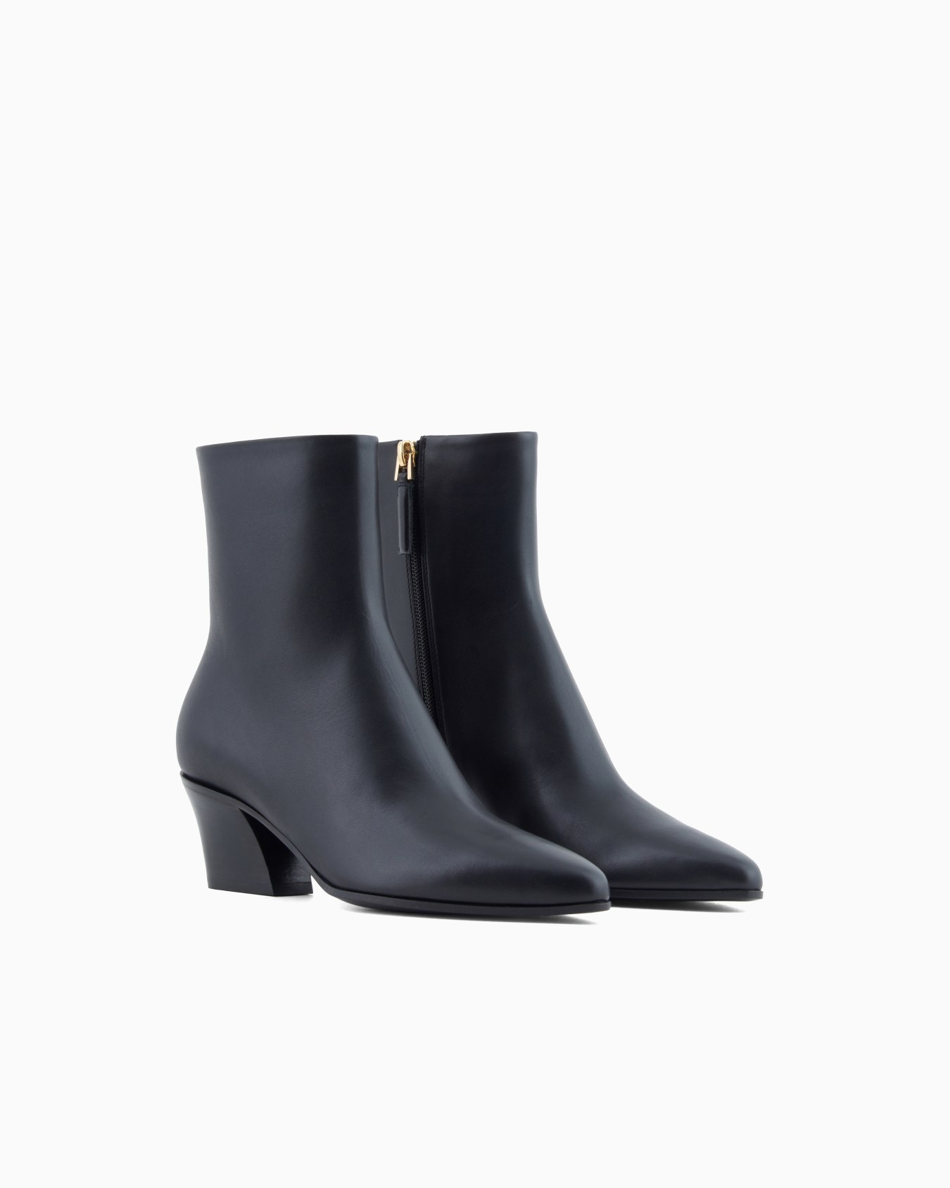 Bottines à talons en cuir lisse Diapositive 1