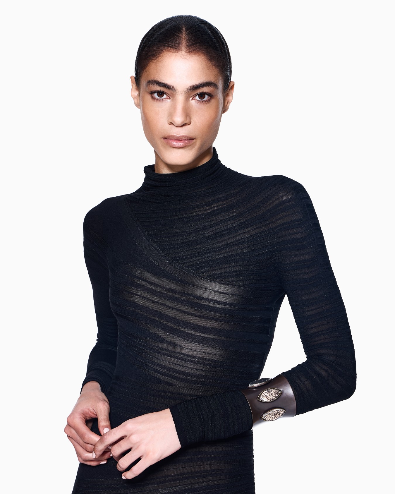 Viscose and wool jersey midi dress Slide 3