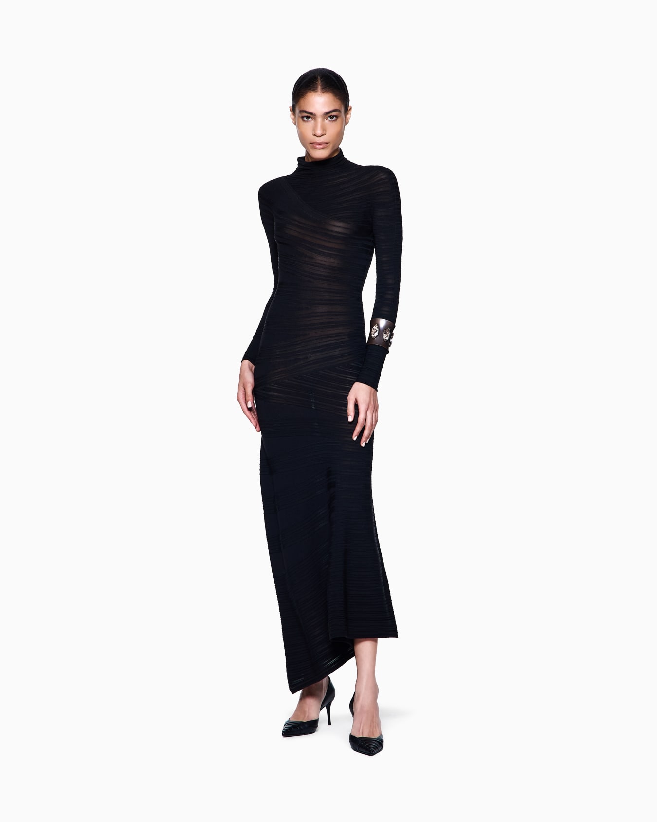 Viscose and wool jersey midi dress Slide 1
