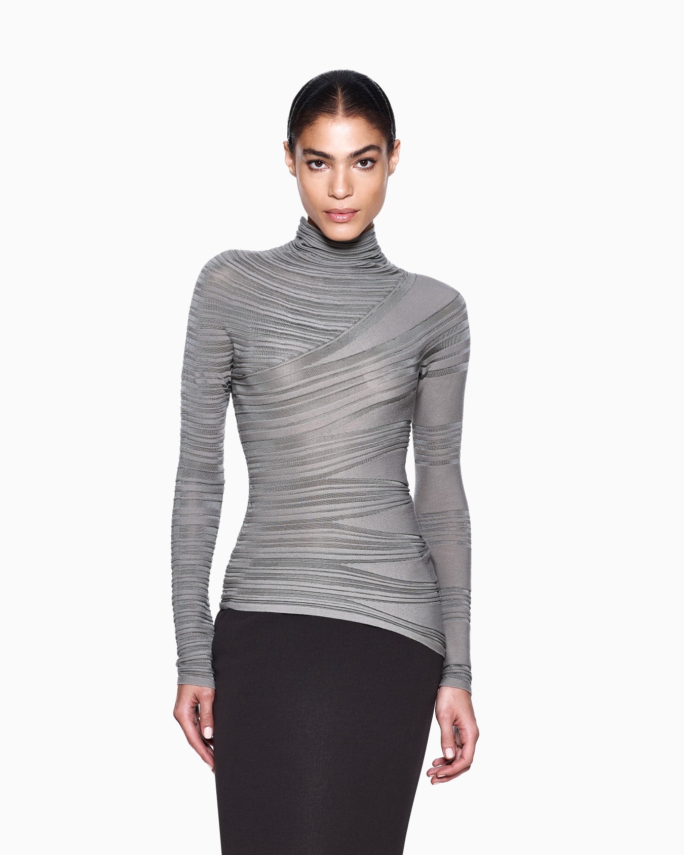 Viscose and virgin wool mock-neck jumper  Slide 3